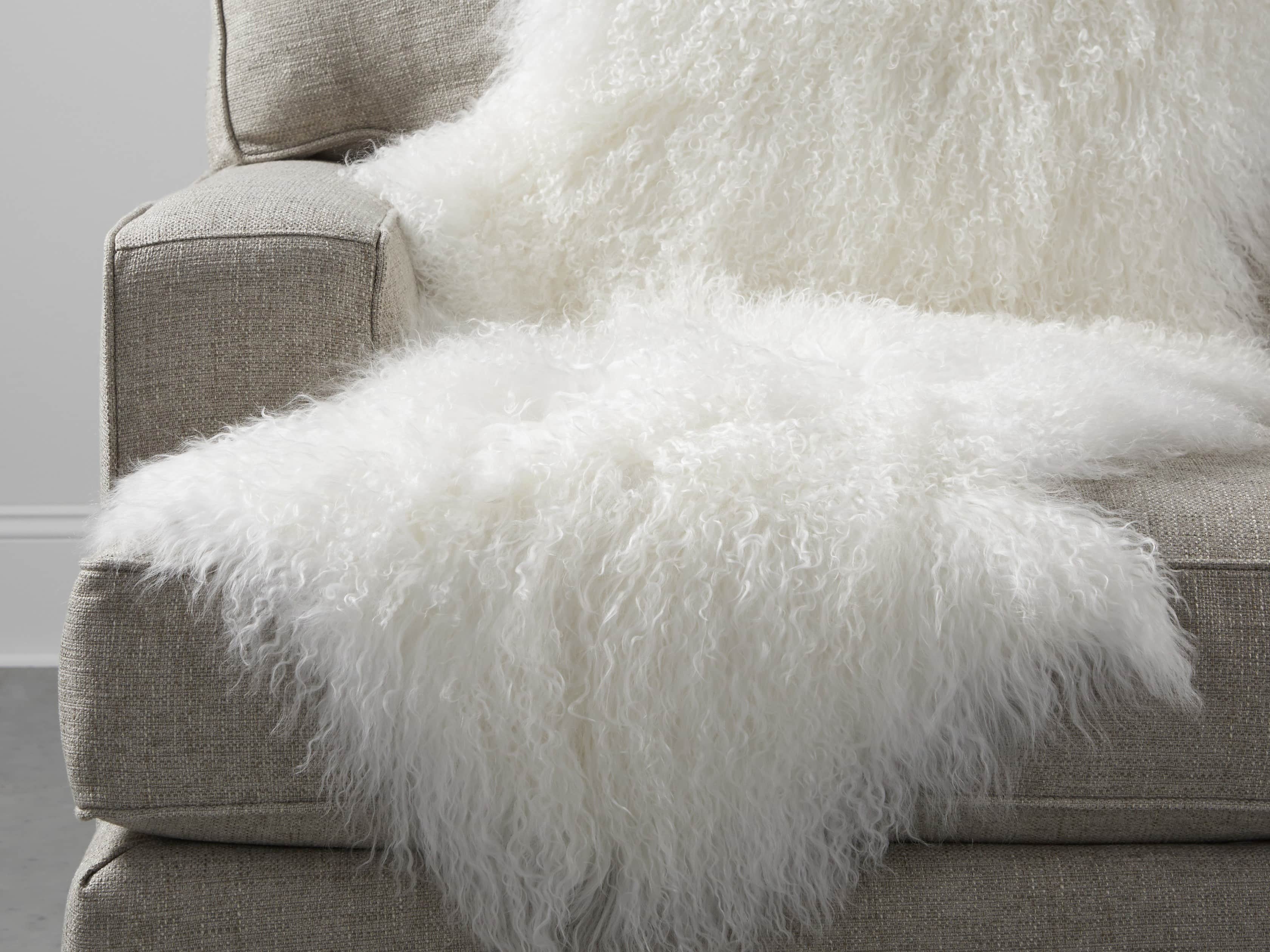 Tibetan Large Wool Throw in Ivory