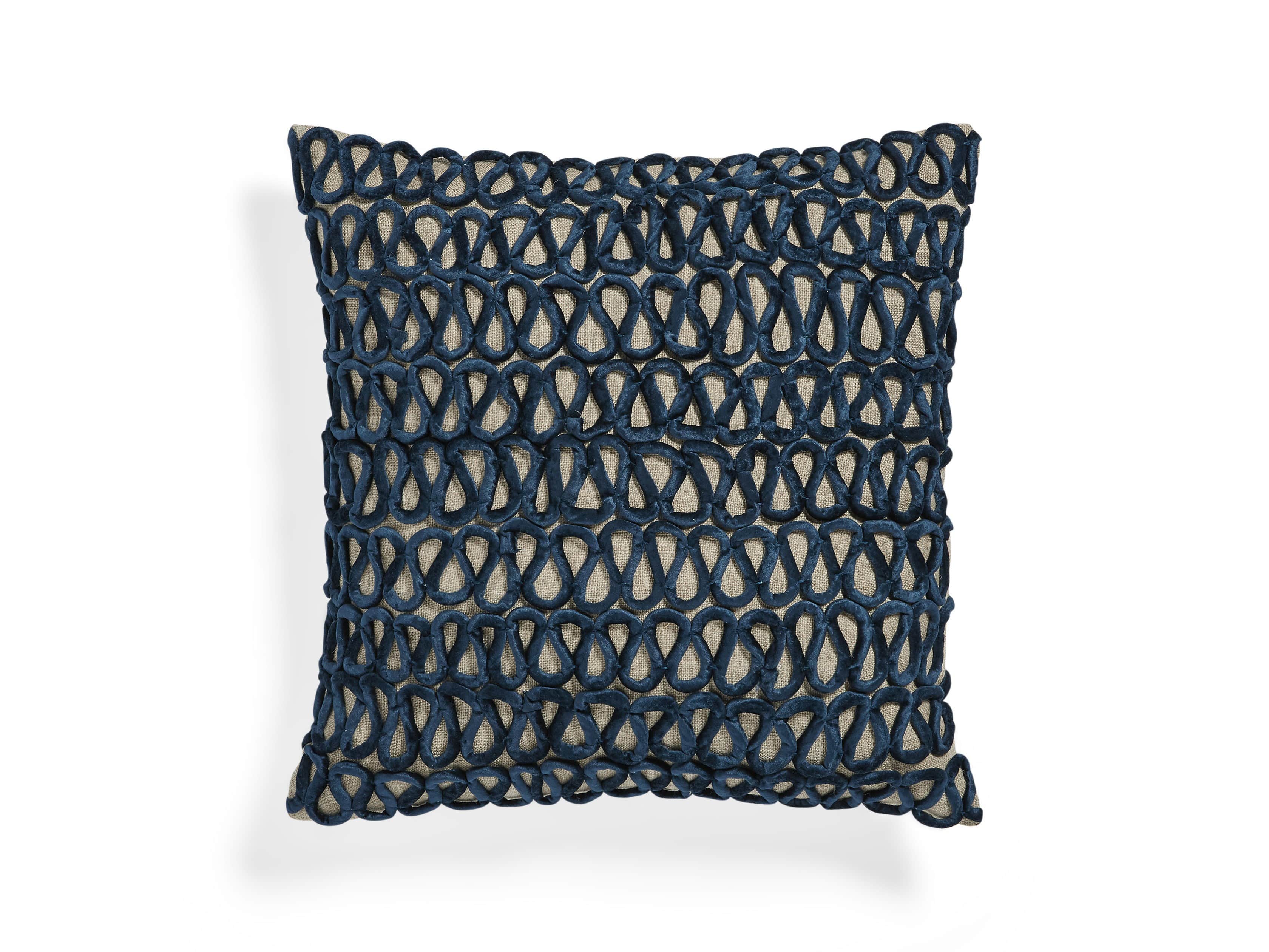Blue Velvet Linen Loop Pillow, slide 4 of 4