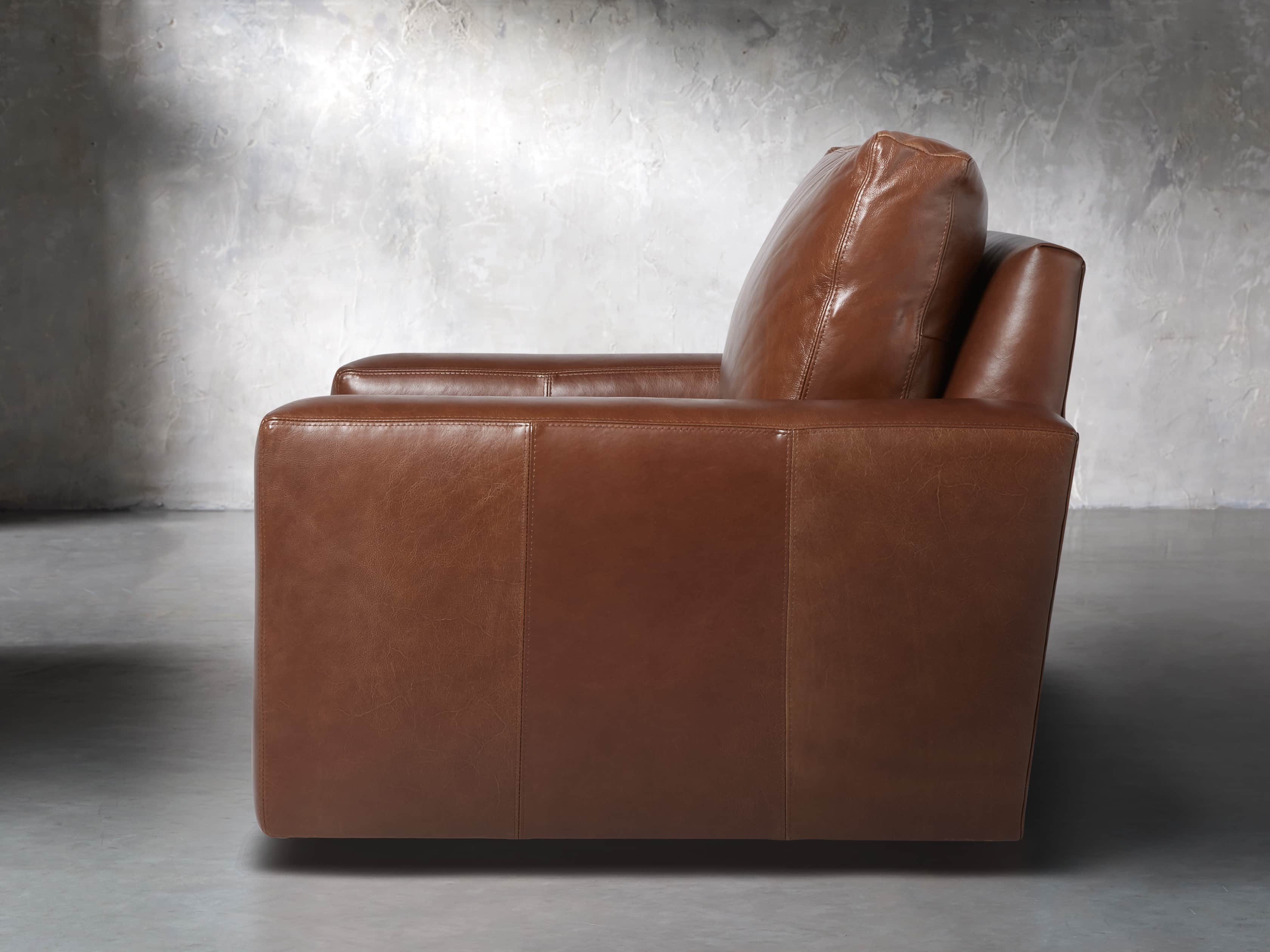Remington Petite Leather Swivel Chair | Arhaus
