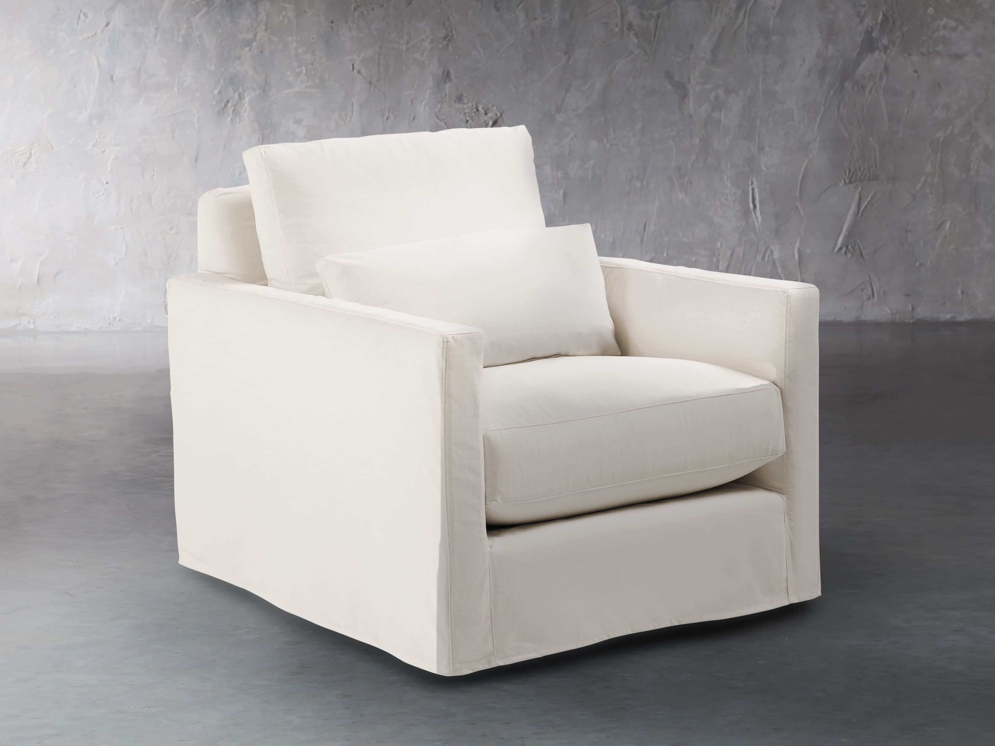 Pollack 37" Slipcovered Swivel Chair, slide 3 of 8