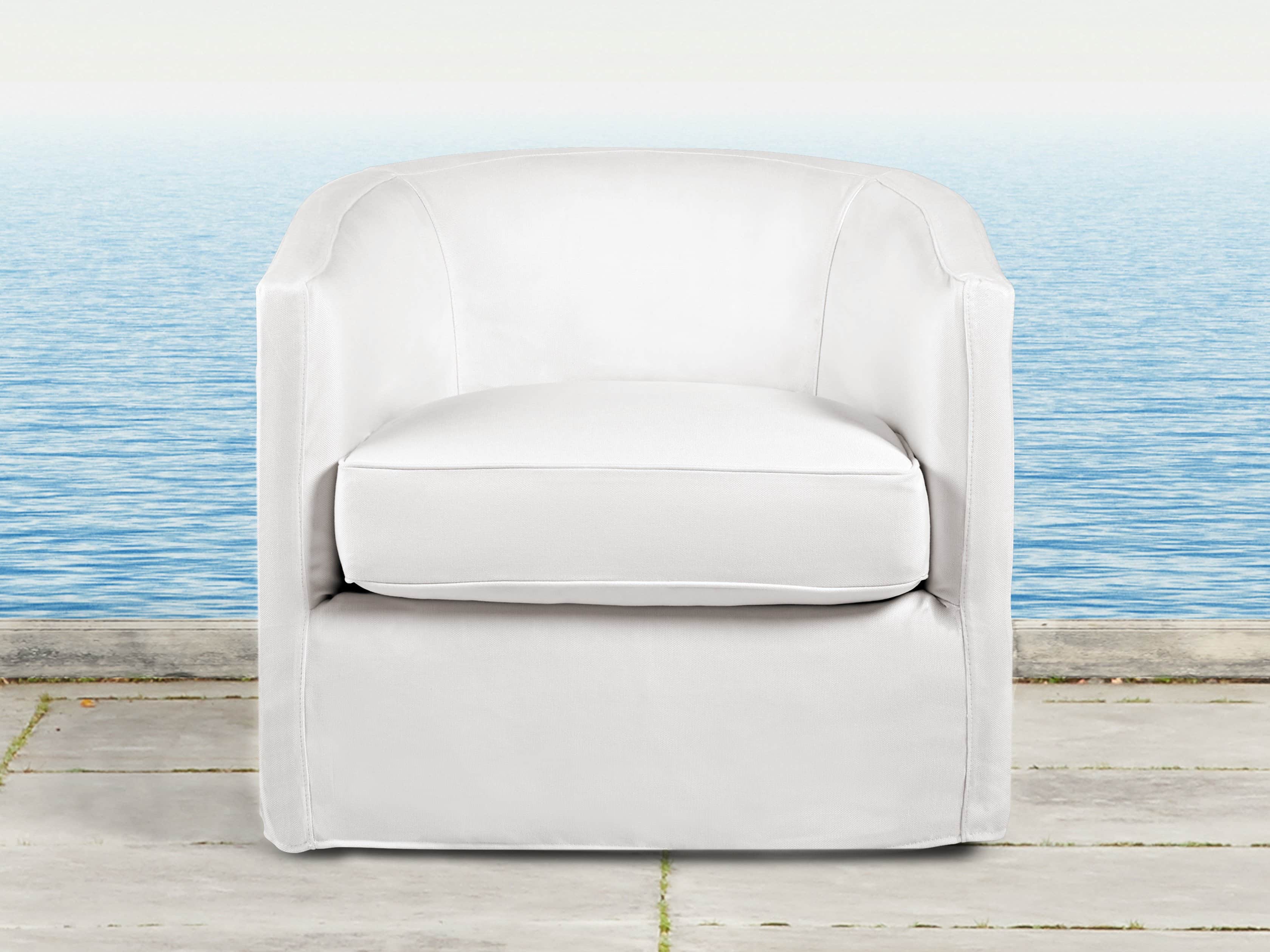 Costa Rei Outdoor 34" Slipcovered Swivel Chair