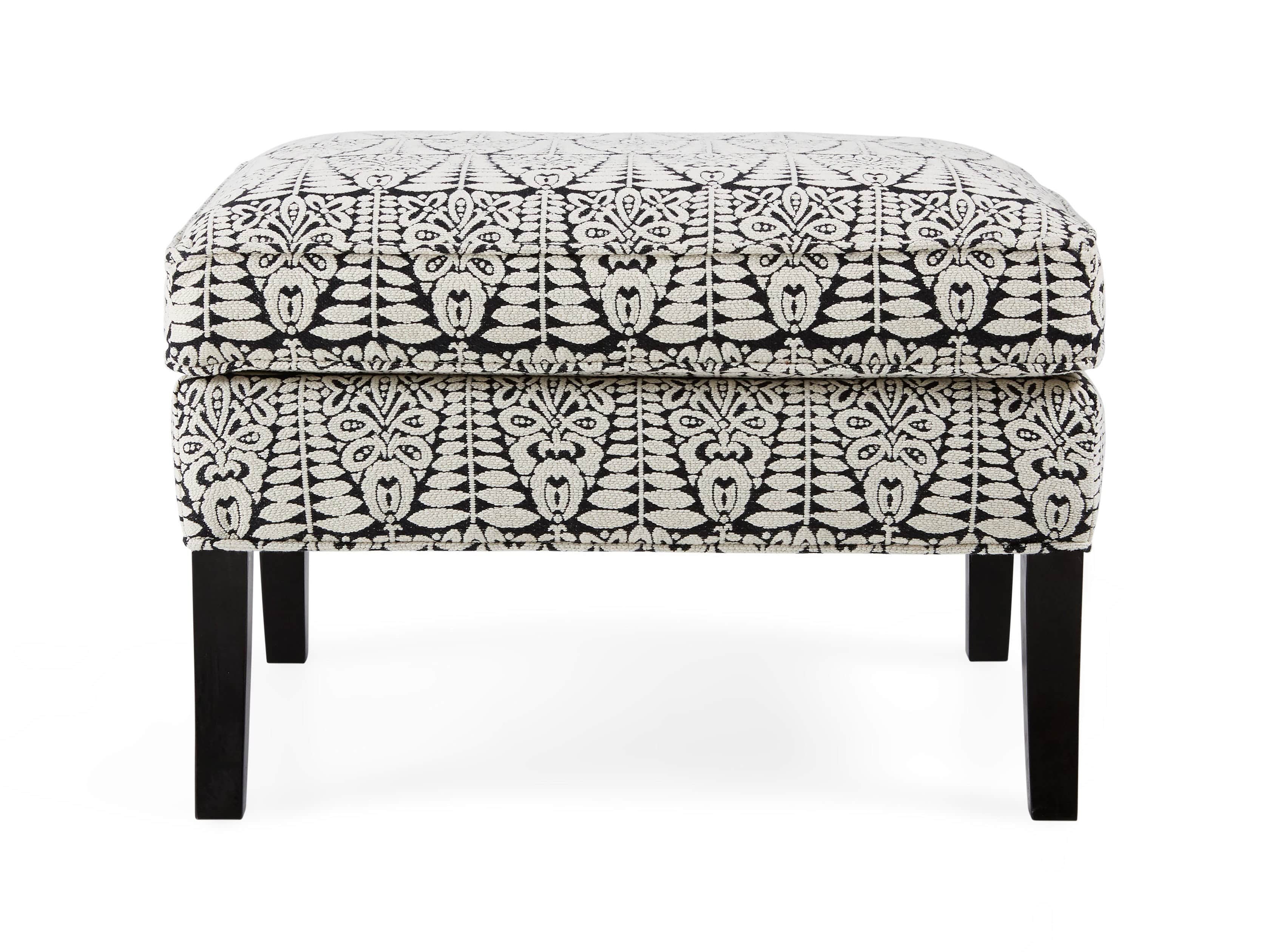 Dori Upholstered 27" Ottoman in Mattese Tuxedo
