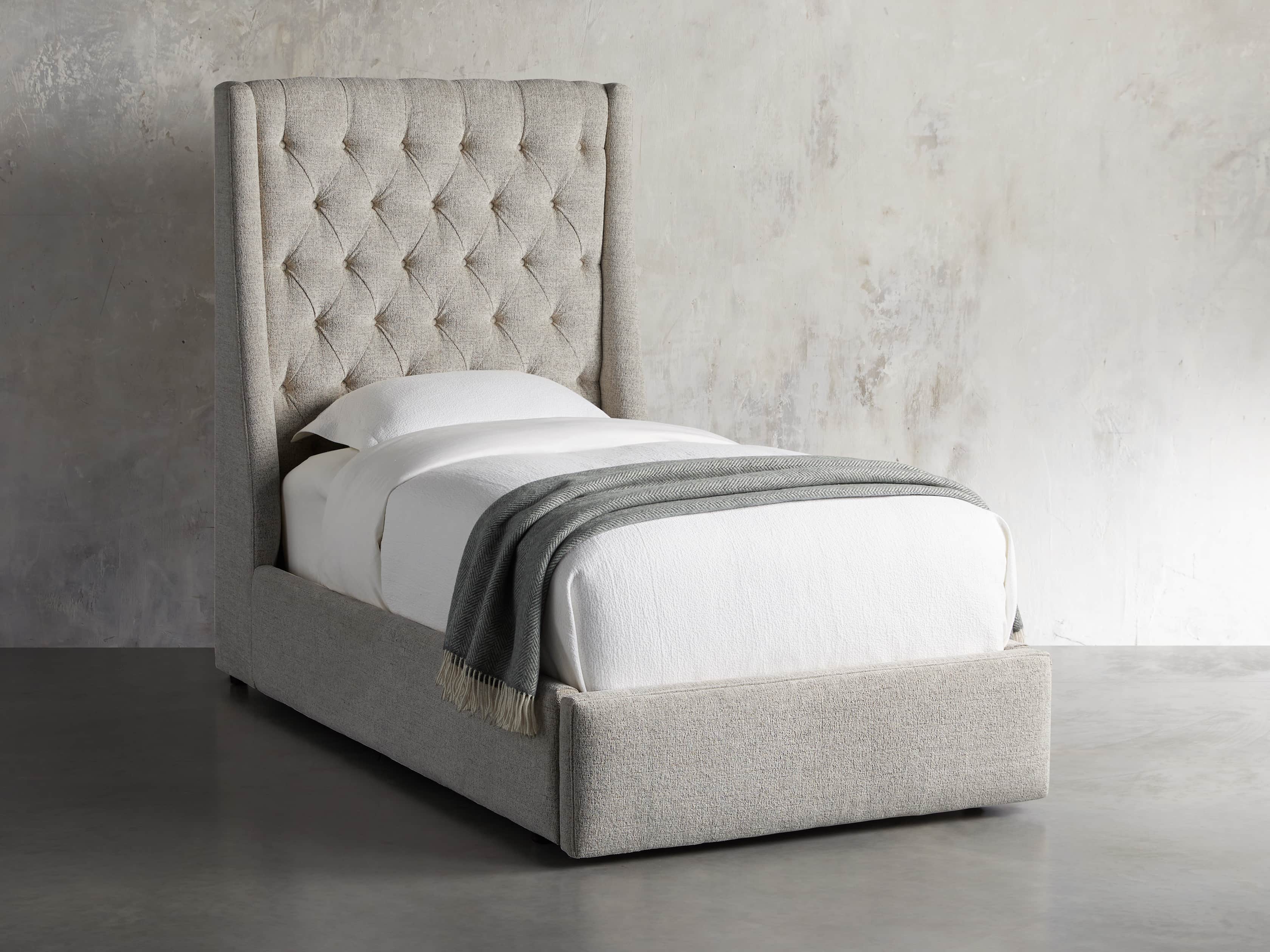 Devereaux Upholstered 62" Twin Storage Bed in Plush Linen, slide 2 of 9