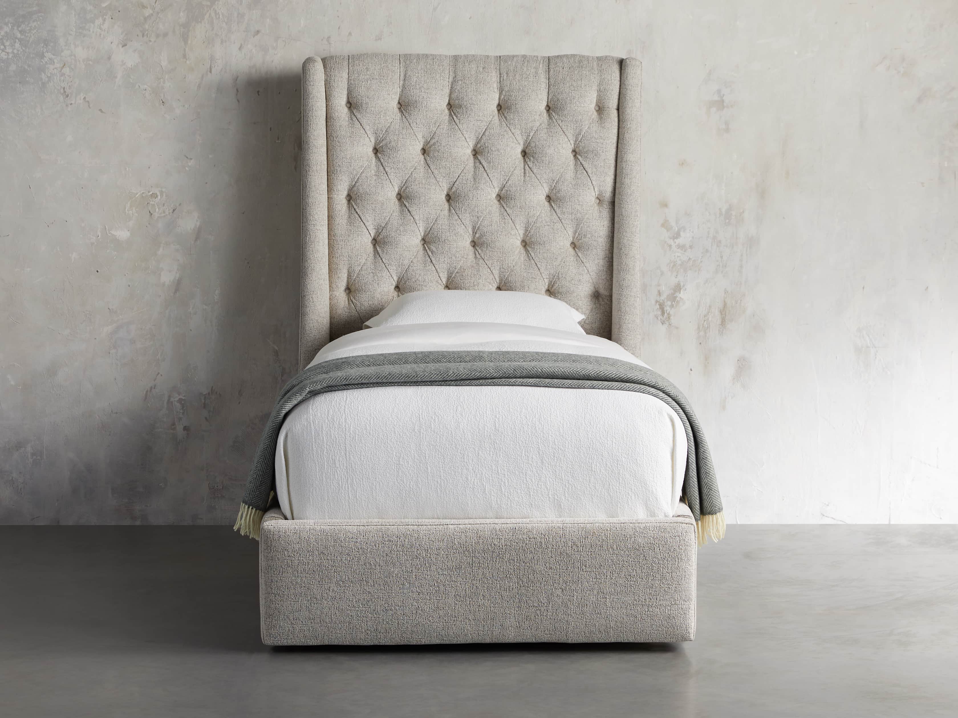 Devereaux Upholstered 62" Twin Storage Bed in Plush Linen, slide 4 of 9