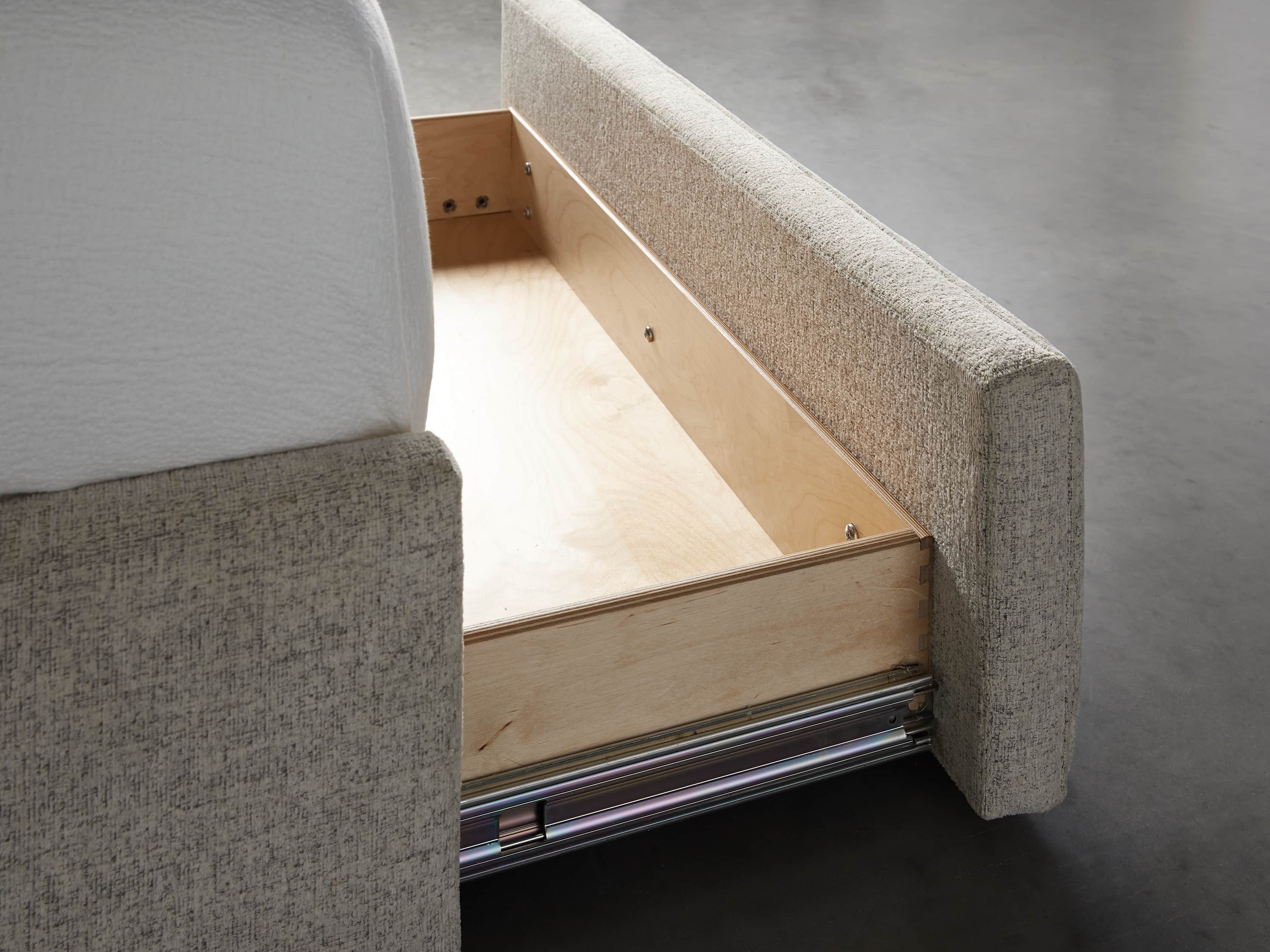Devereaux Upholstered 62" Twin Storage Bed in Plush Linen, slide 7 of 9