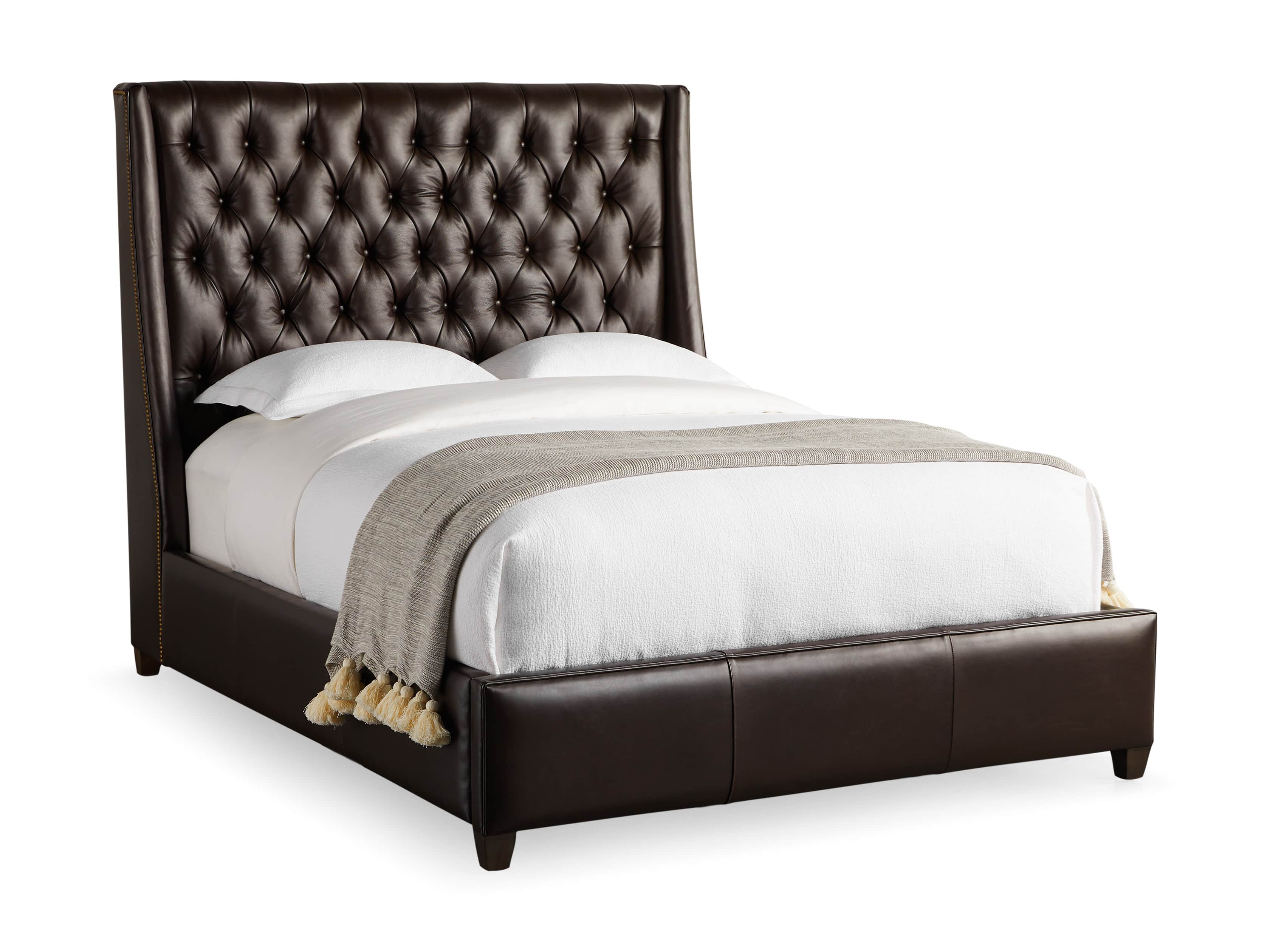 Devereaux Leather Tufted Bed Arhaus, White Leather Tufted Bed Frame