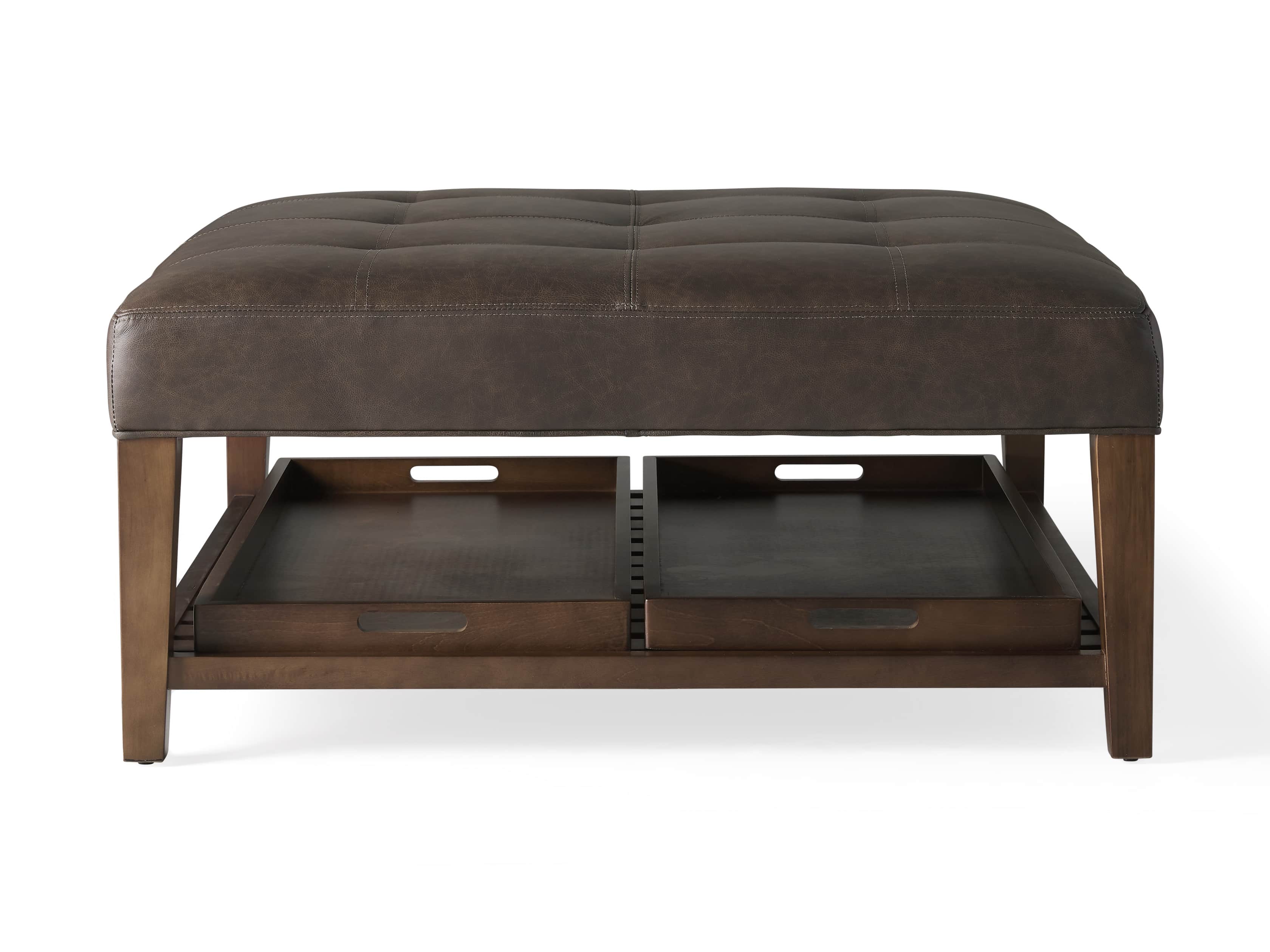 Fletcher Leather Biscuit Tufted 39" Square Ottoman, slide 6 of 6