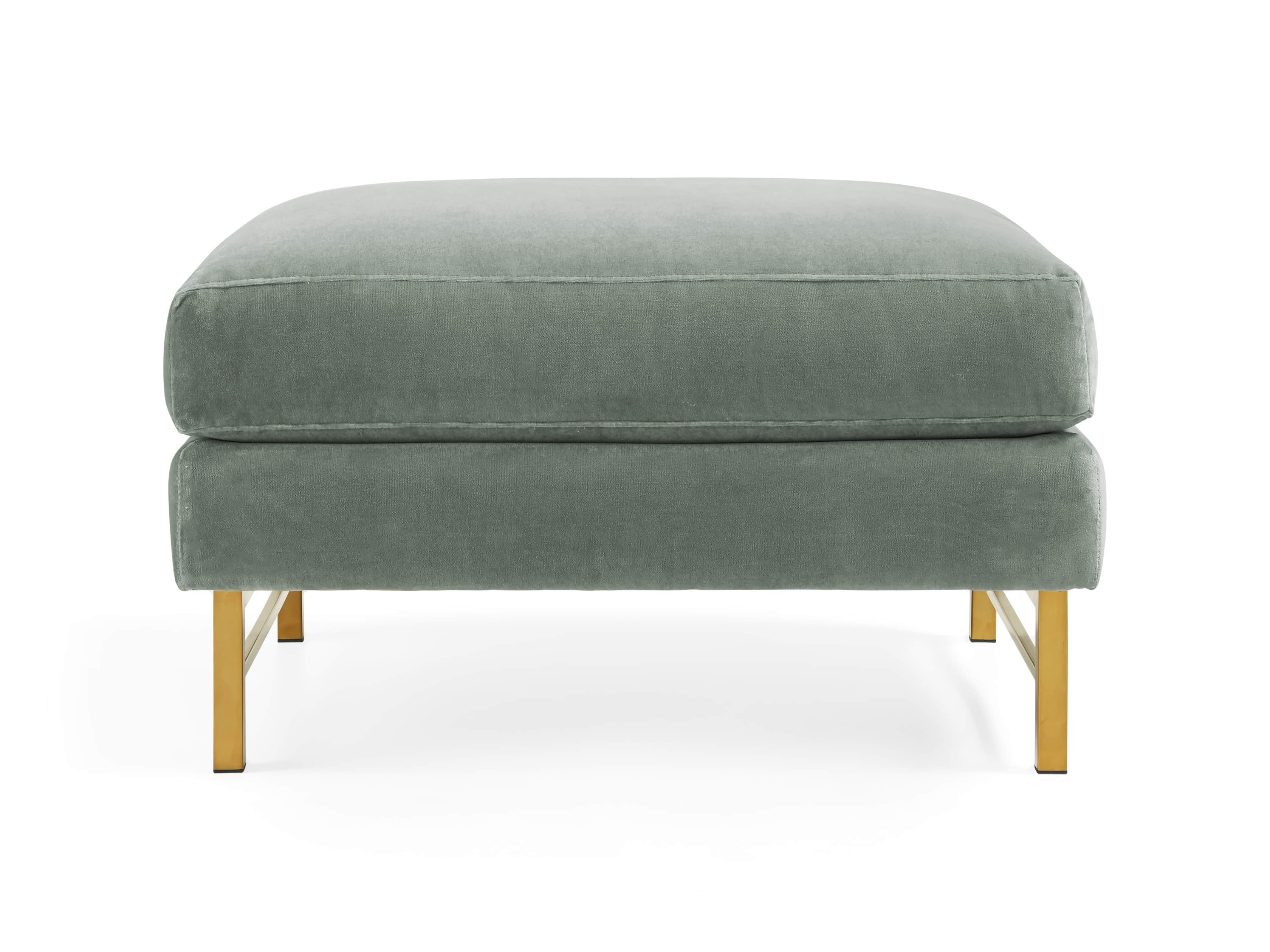 Hayden Upholstered 31" Satin Brass Ottoman, slide 2 of 3
