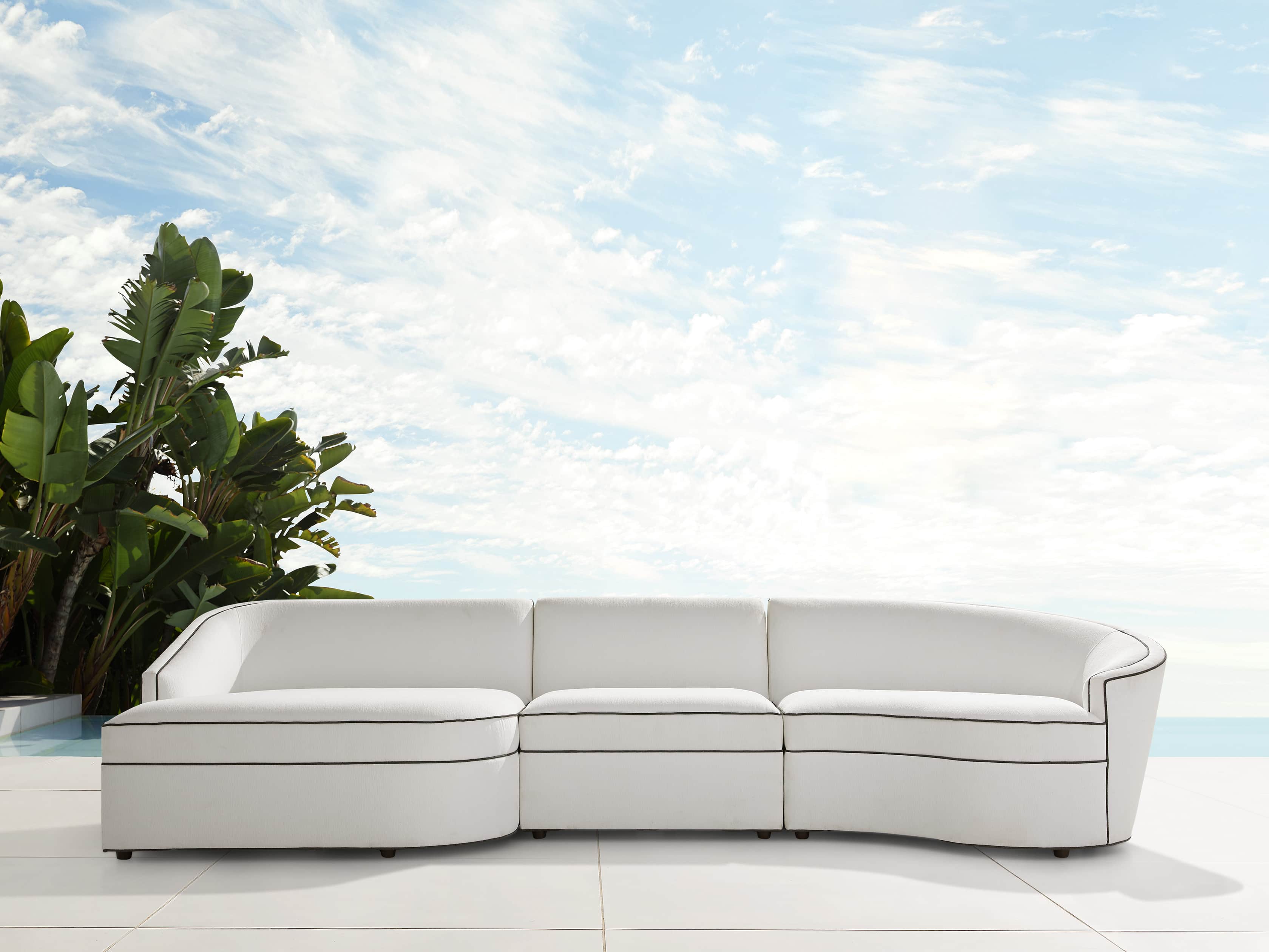 Harper Outdoor Upholstered 135" Three Piece Sectional, slide 1 of 5