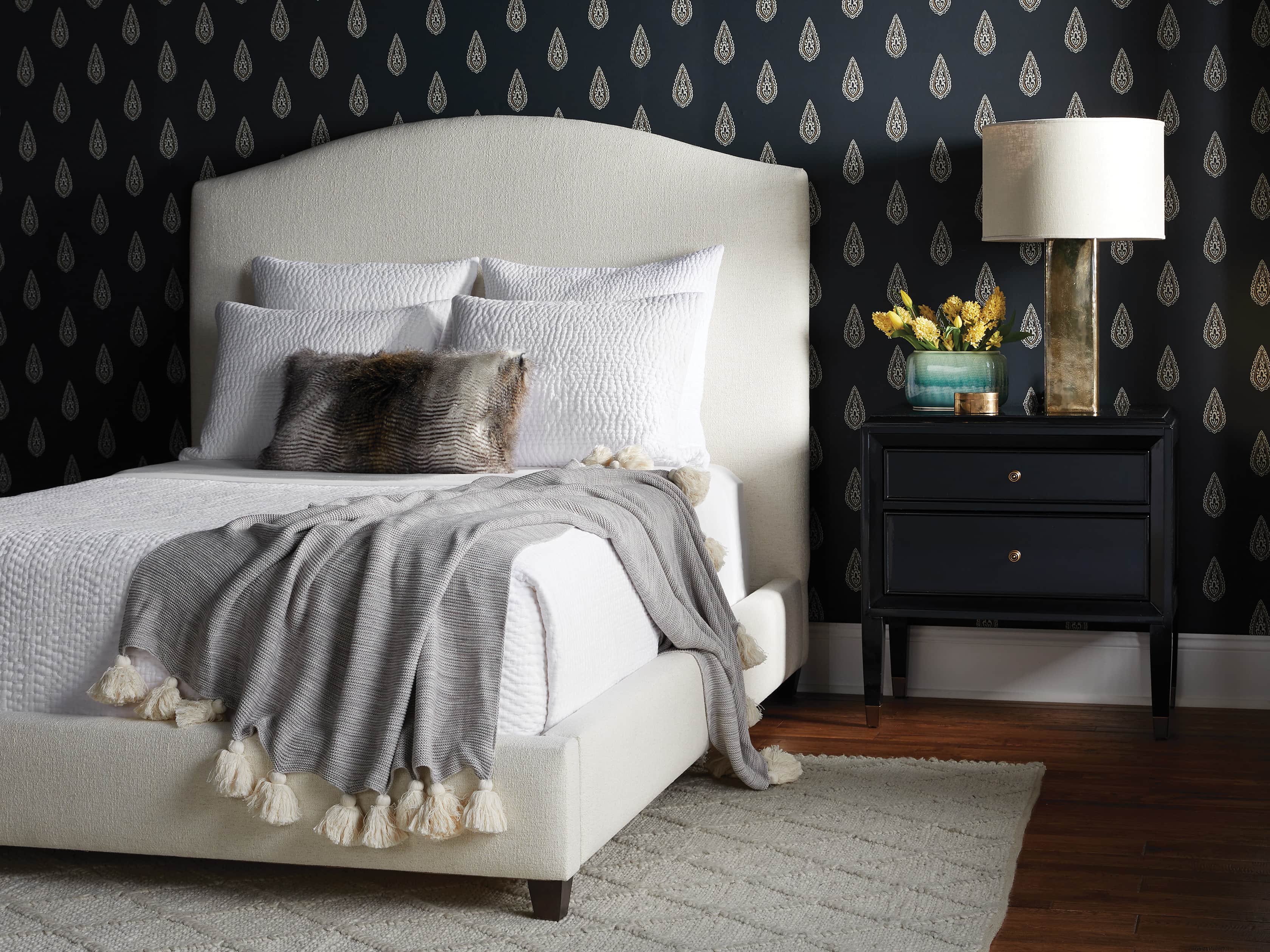 Omani Upholstered 61" Queen Bed in Nona Parchment, slide 7 of 7
