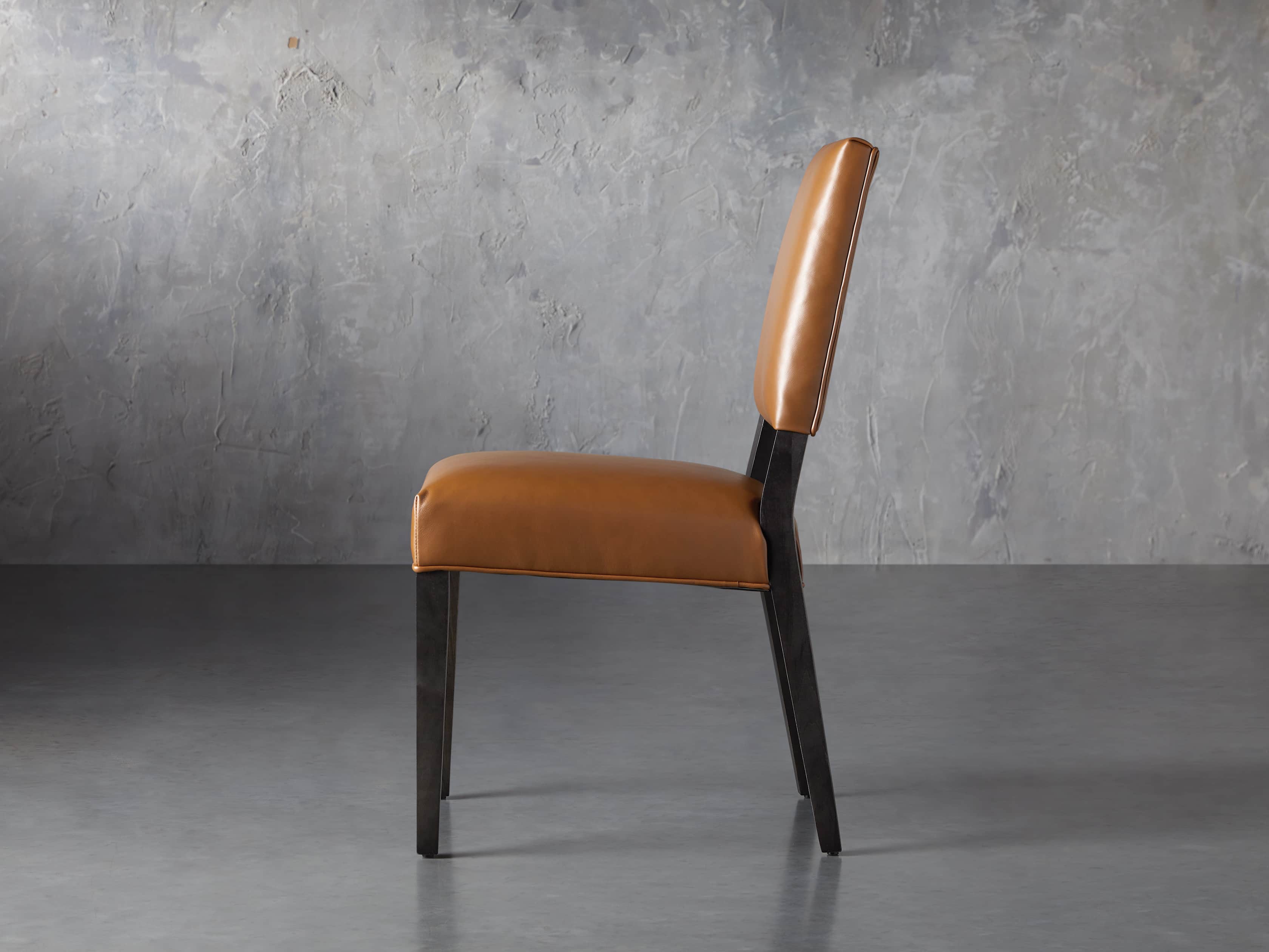 Caramel leather dining discount chair