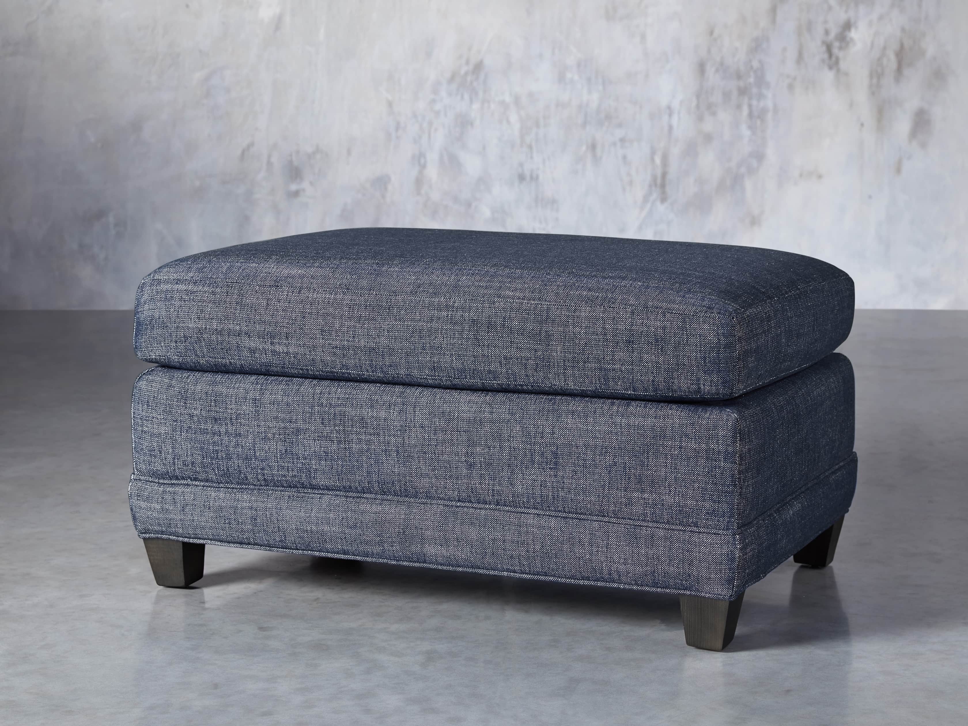Vangogh 35" Upholstered Ottoman in Nomad Navy, slide 3 of 8