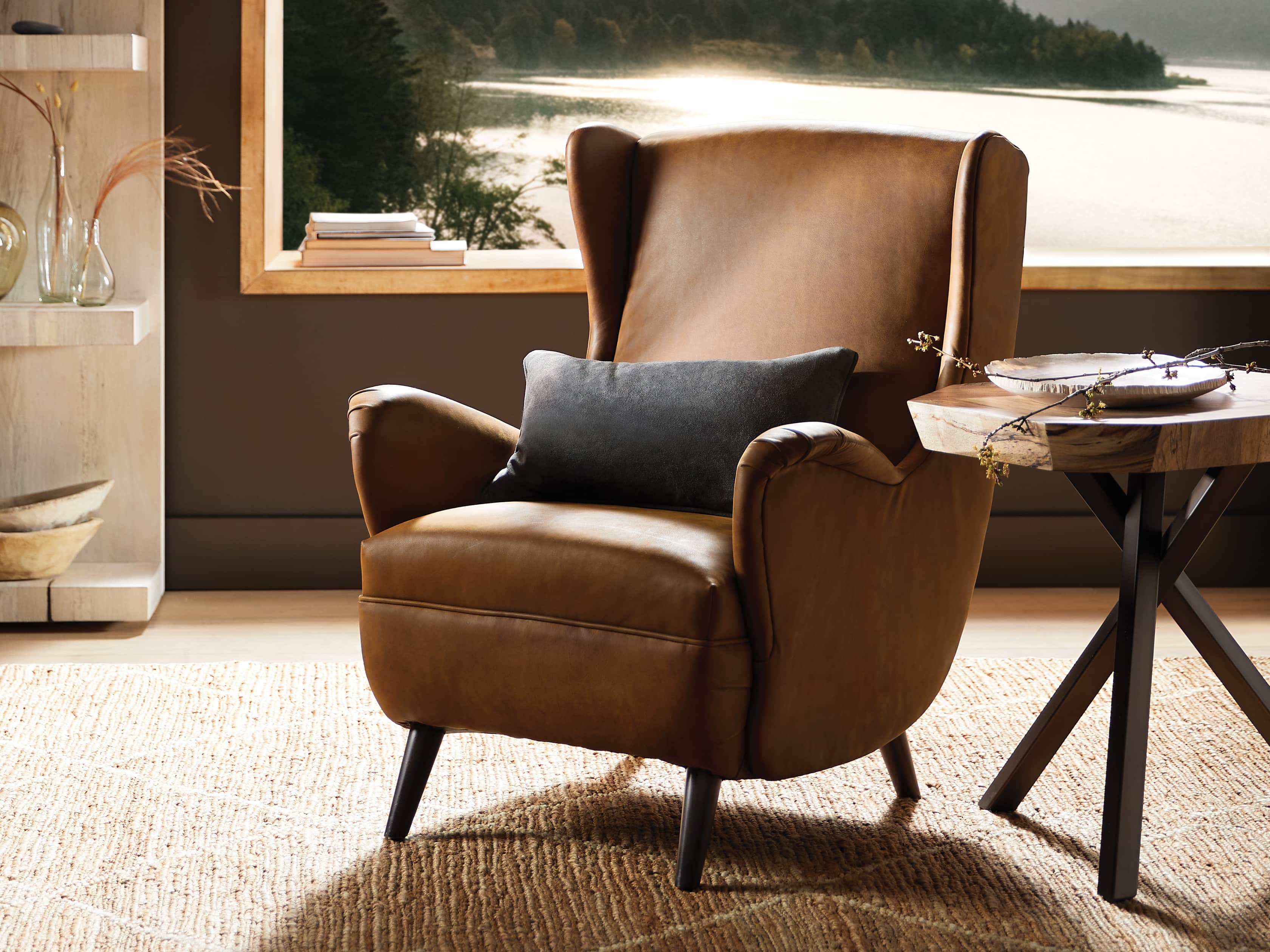 Wesley Leather Chair Arhaus, Saddle Leather Chair And A Half