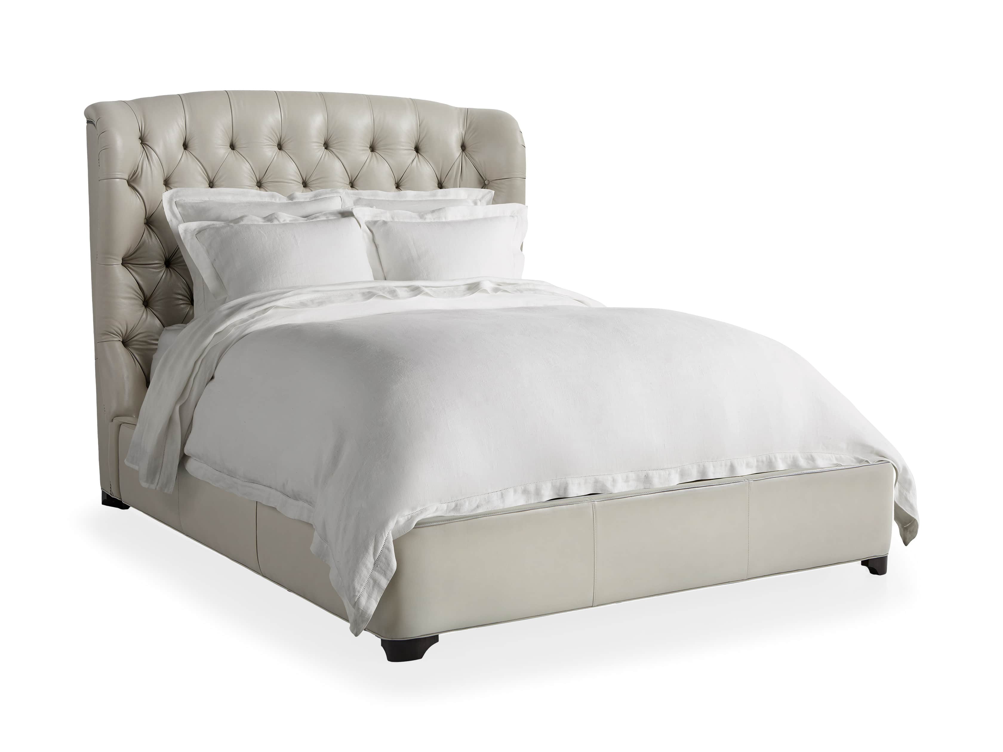 Mariah Leather Tufted Bed Arhaus, White Leather Tufted Bed Frame