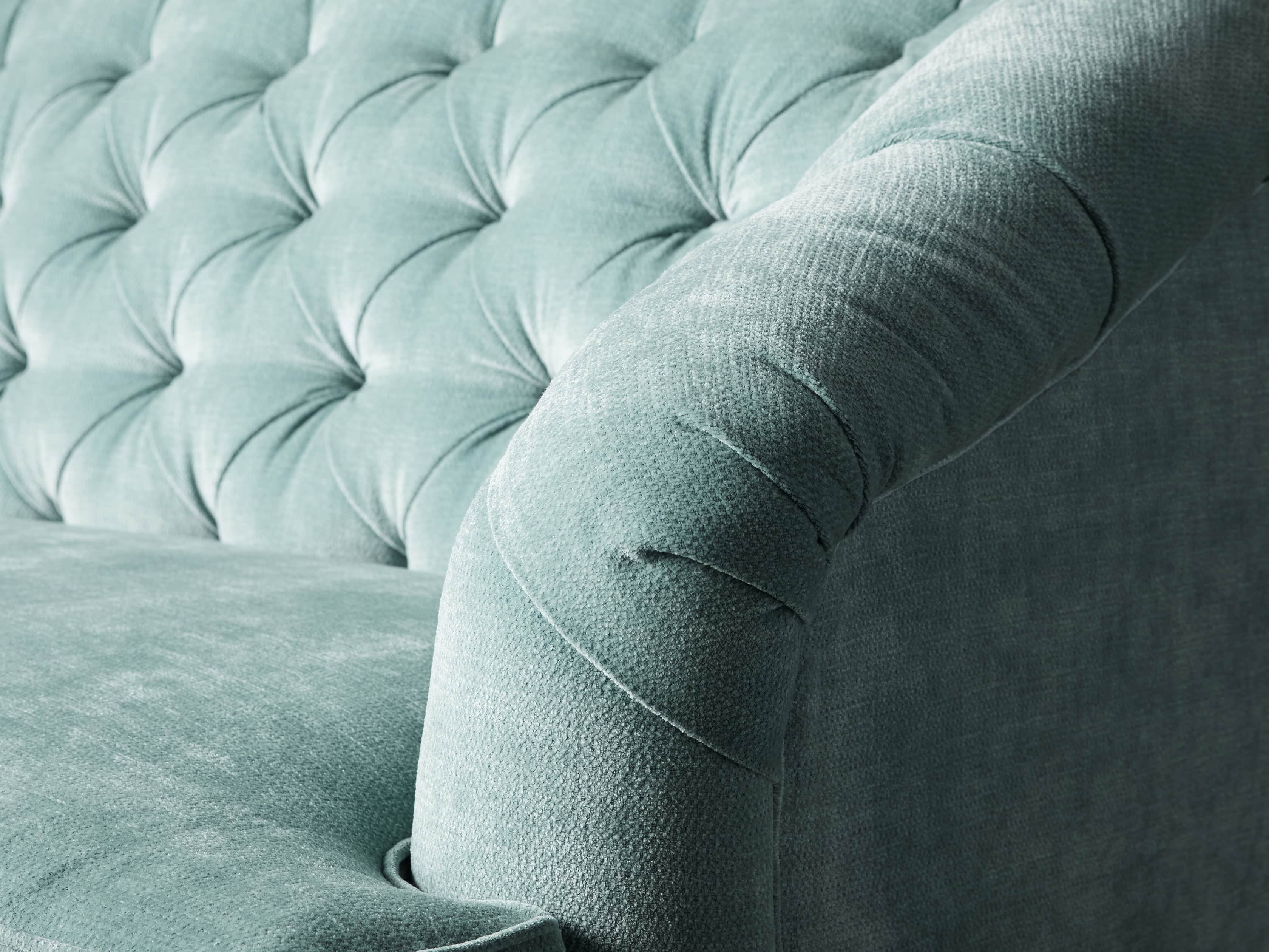 Maeve Upholstered 99" Tufted Sofa in America Sky