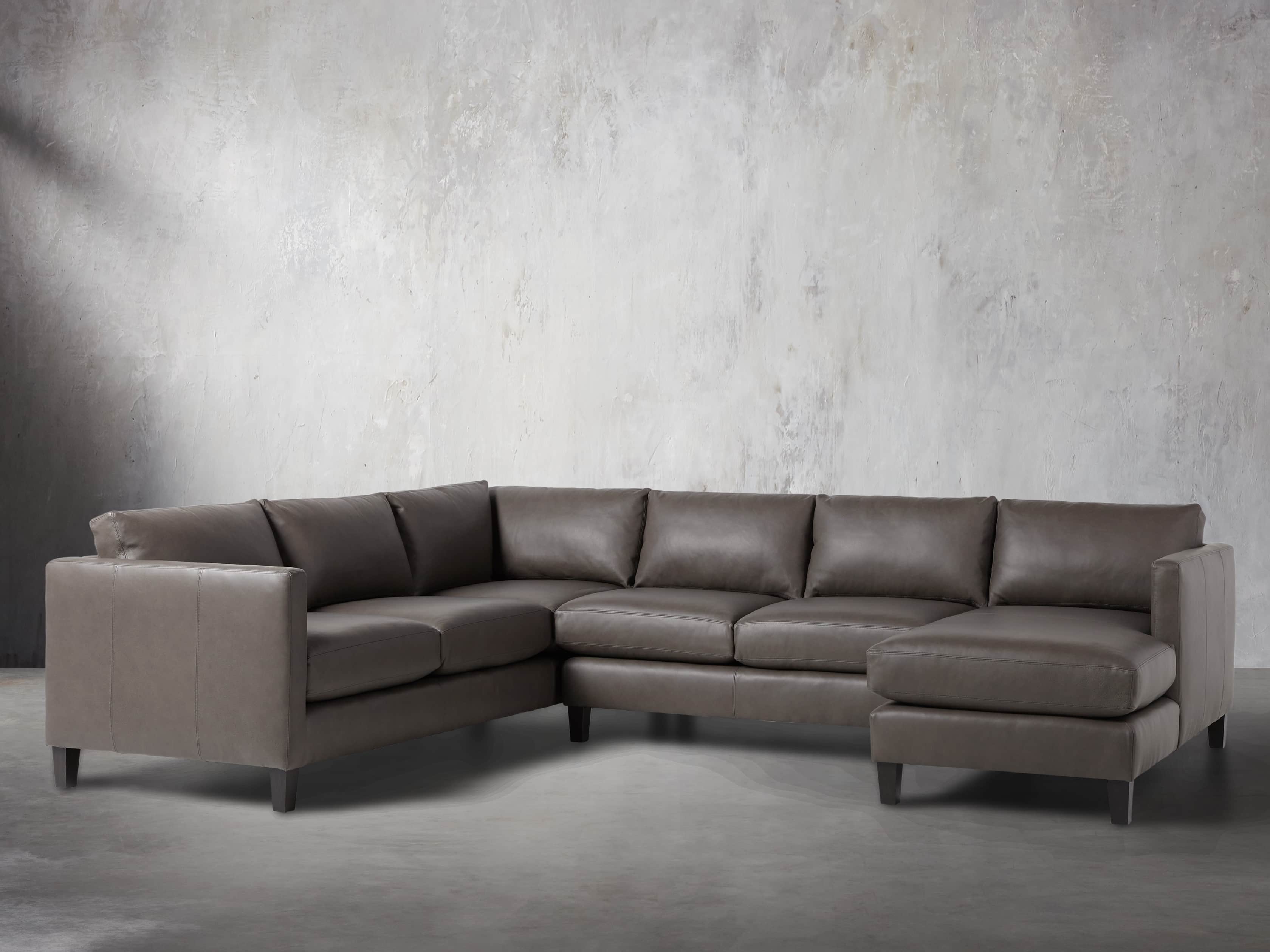 Taylor 124" Leather Three Piece Reverse Sectional