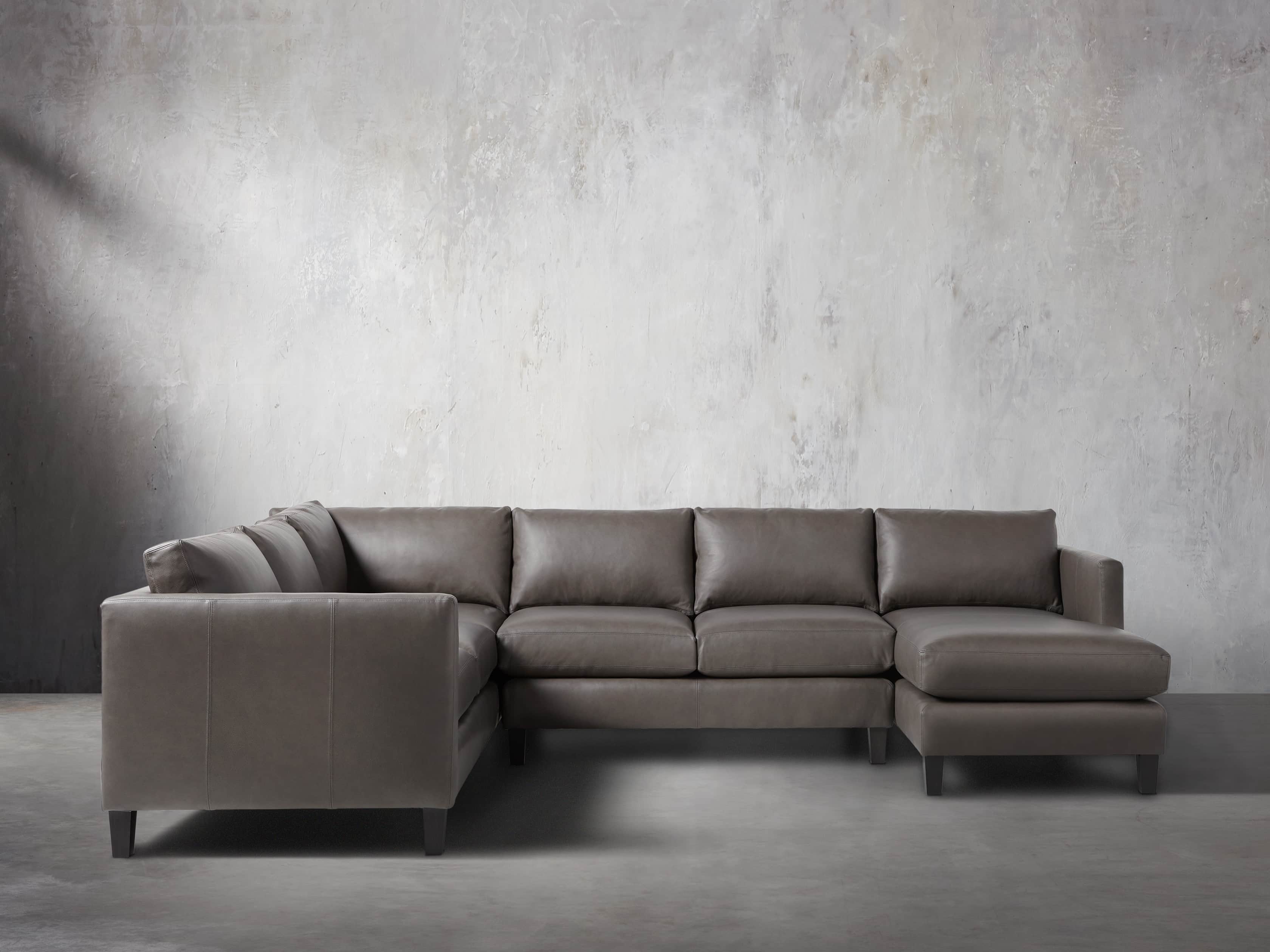 Taylor 124" Leather Three Piece Reverse Sectional