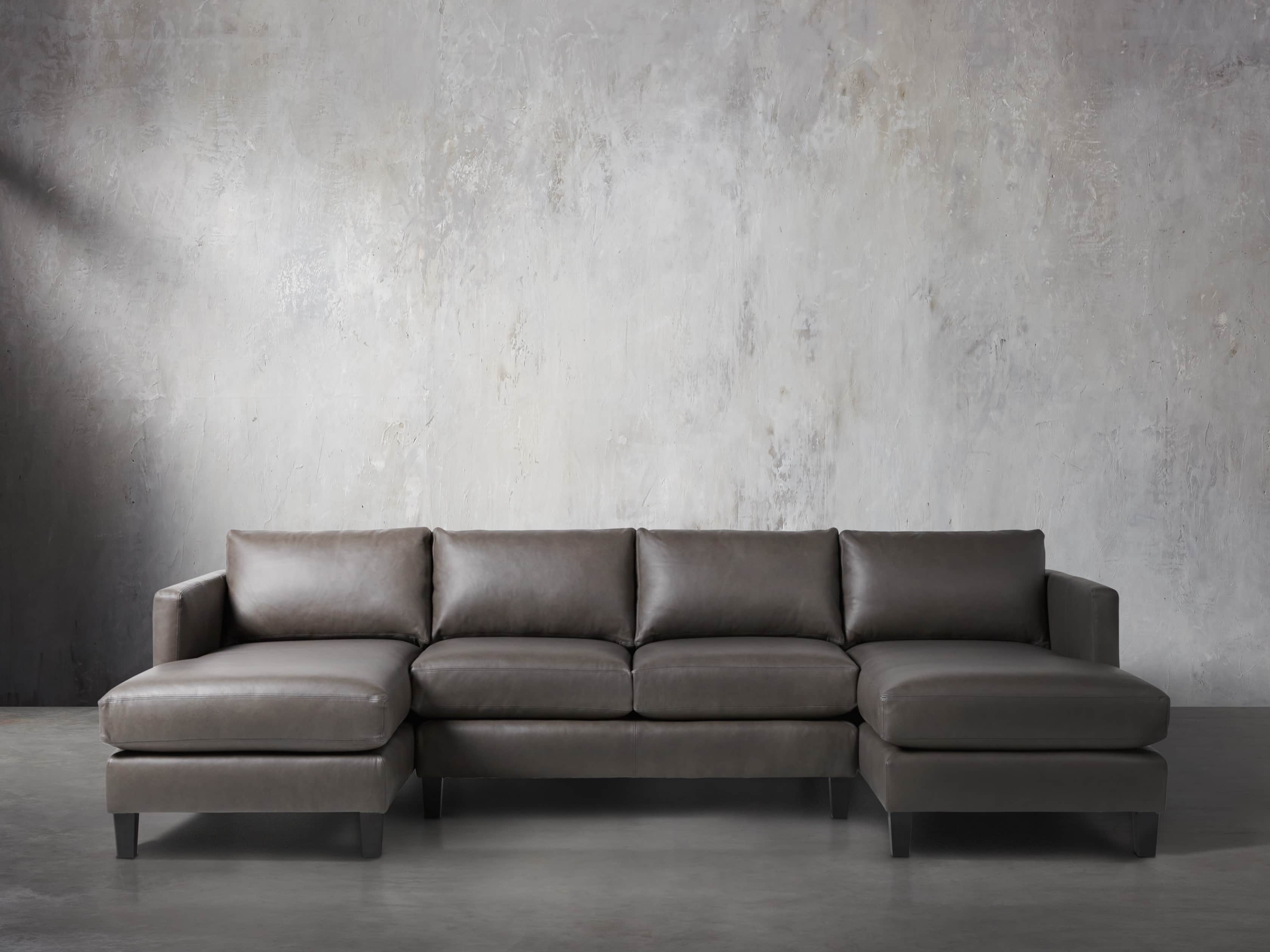 Taylor Leather Double Chaise Sectional, Leather Chaise Sofa