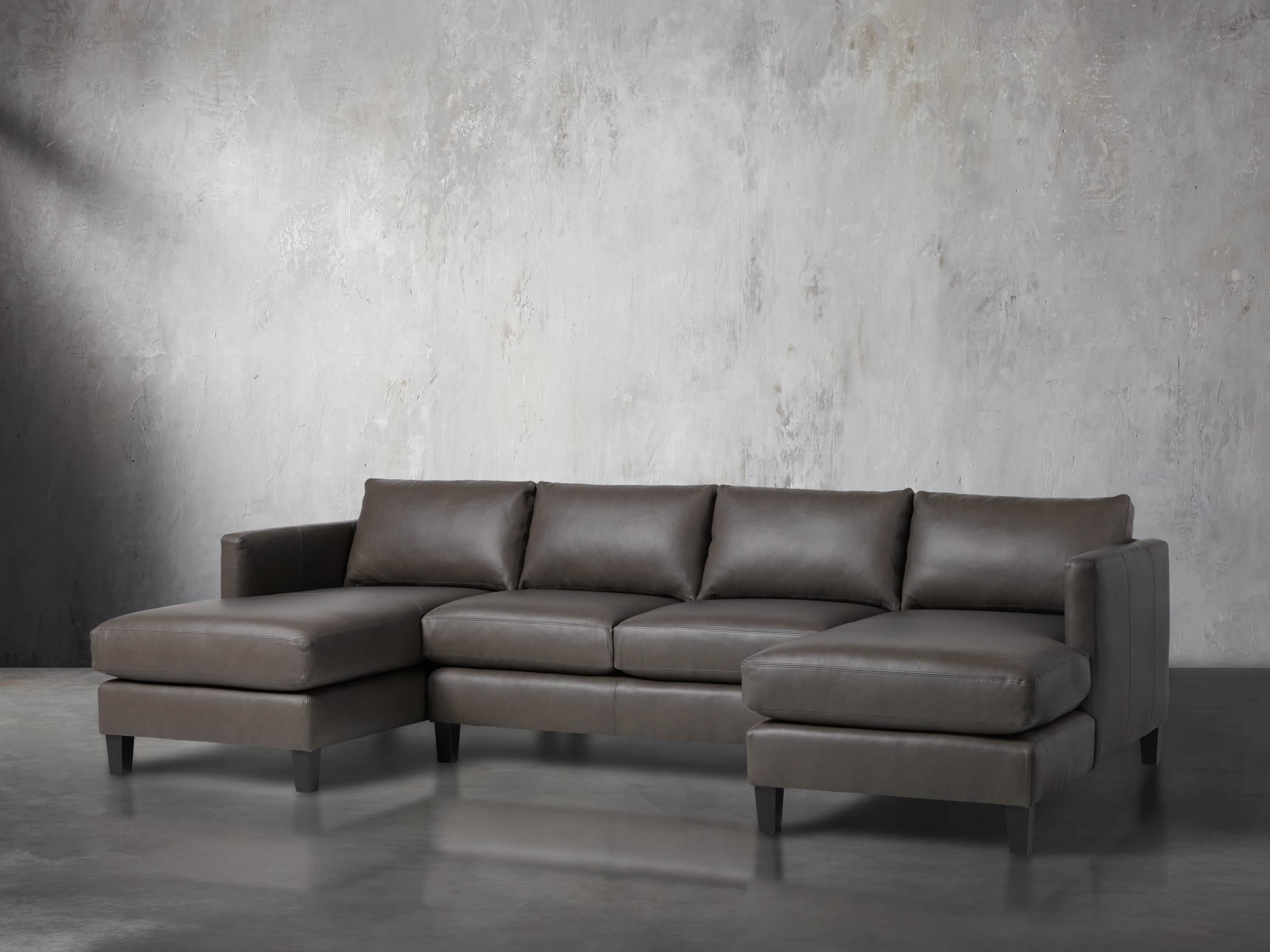 Taylor 118" Leather Three Piece Sectional, slide 3 of 5