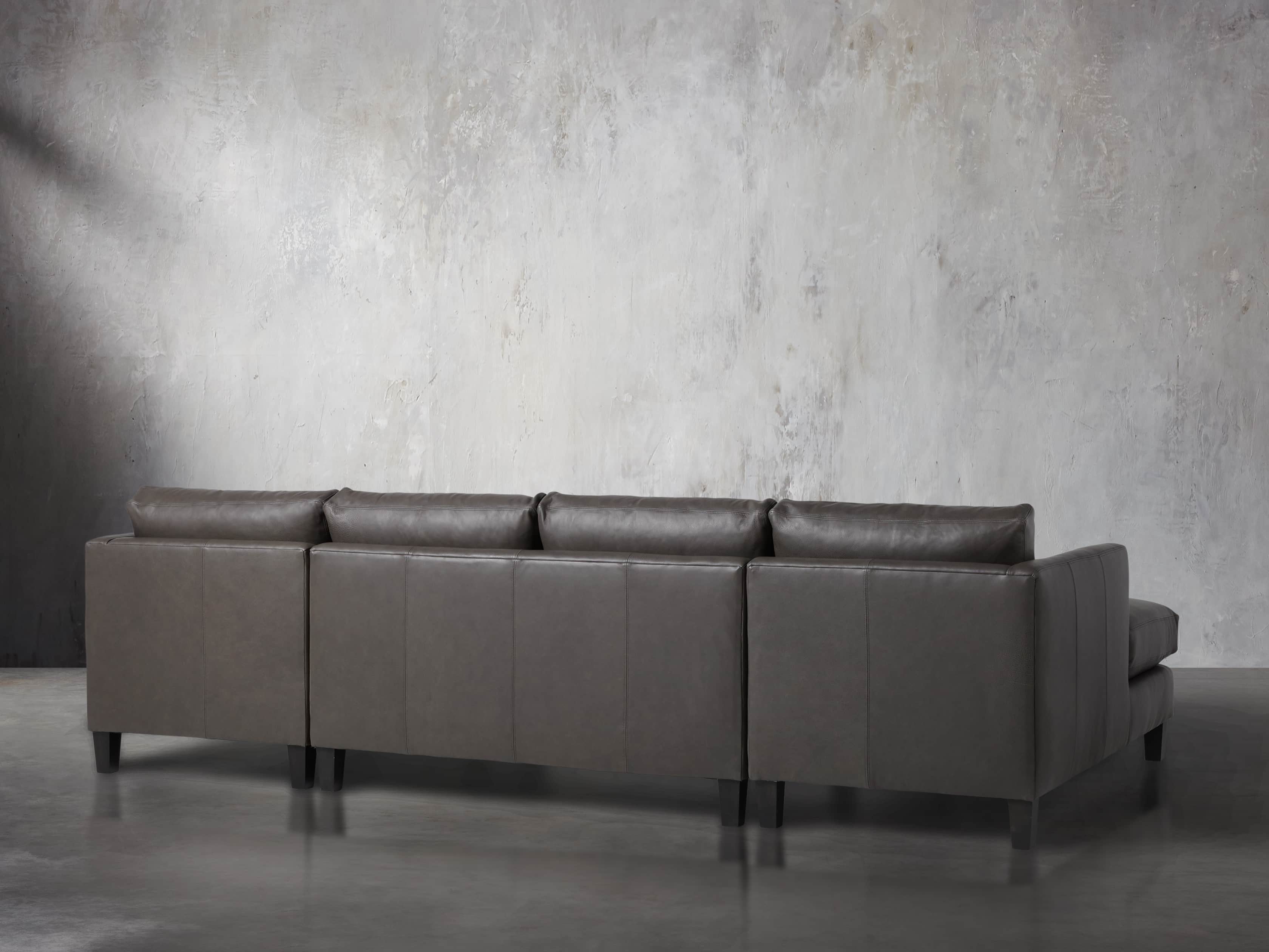 Taylor 118" Leather Three Piece Sectional, slide 4 of 5