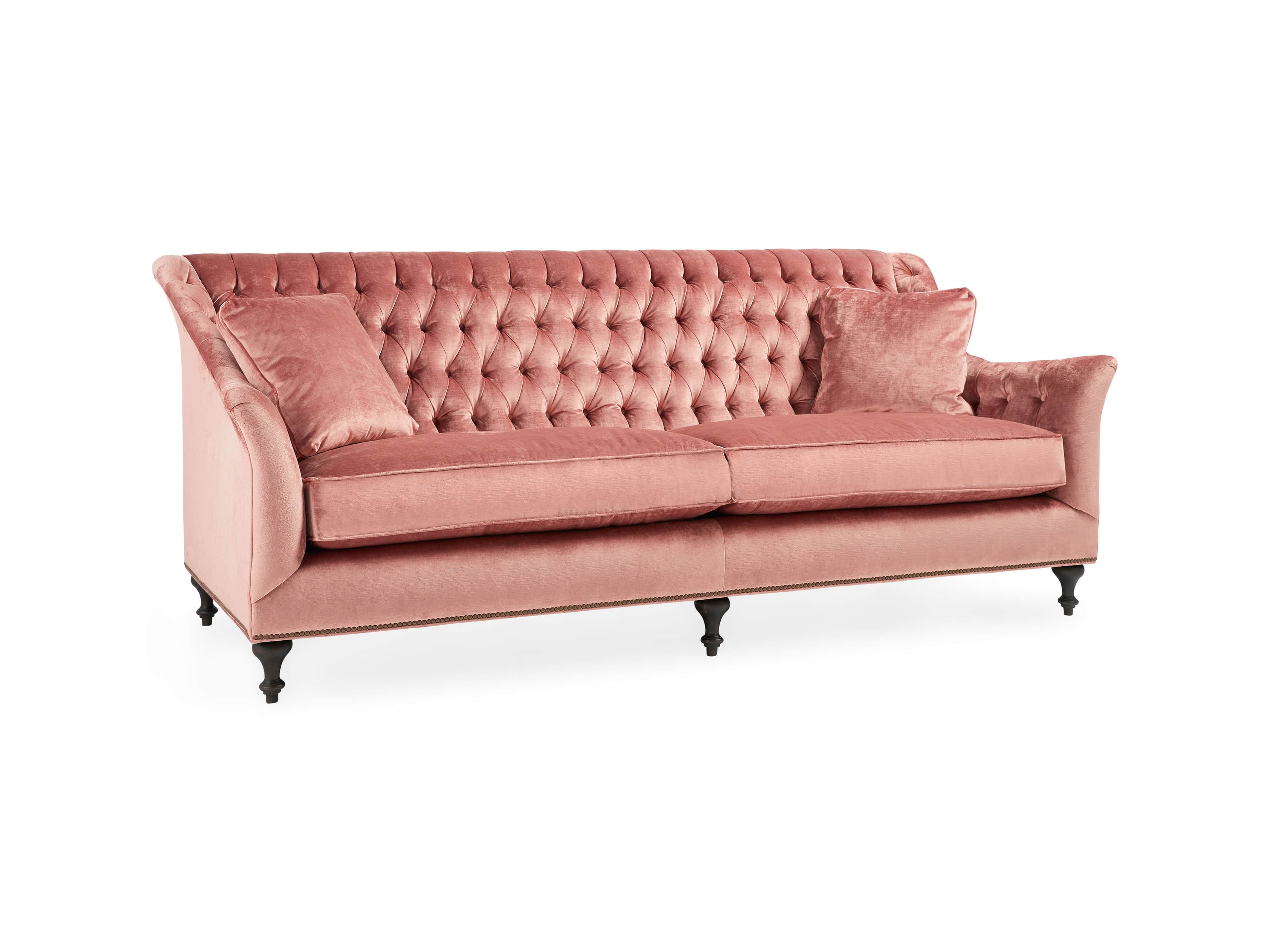 Fiona Cushion 97" Upholstered Tufted Sofa in Brussels Rosewood, slide 3 of 8