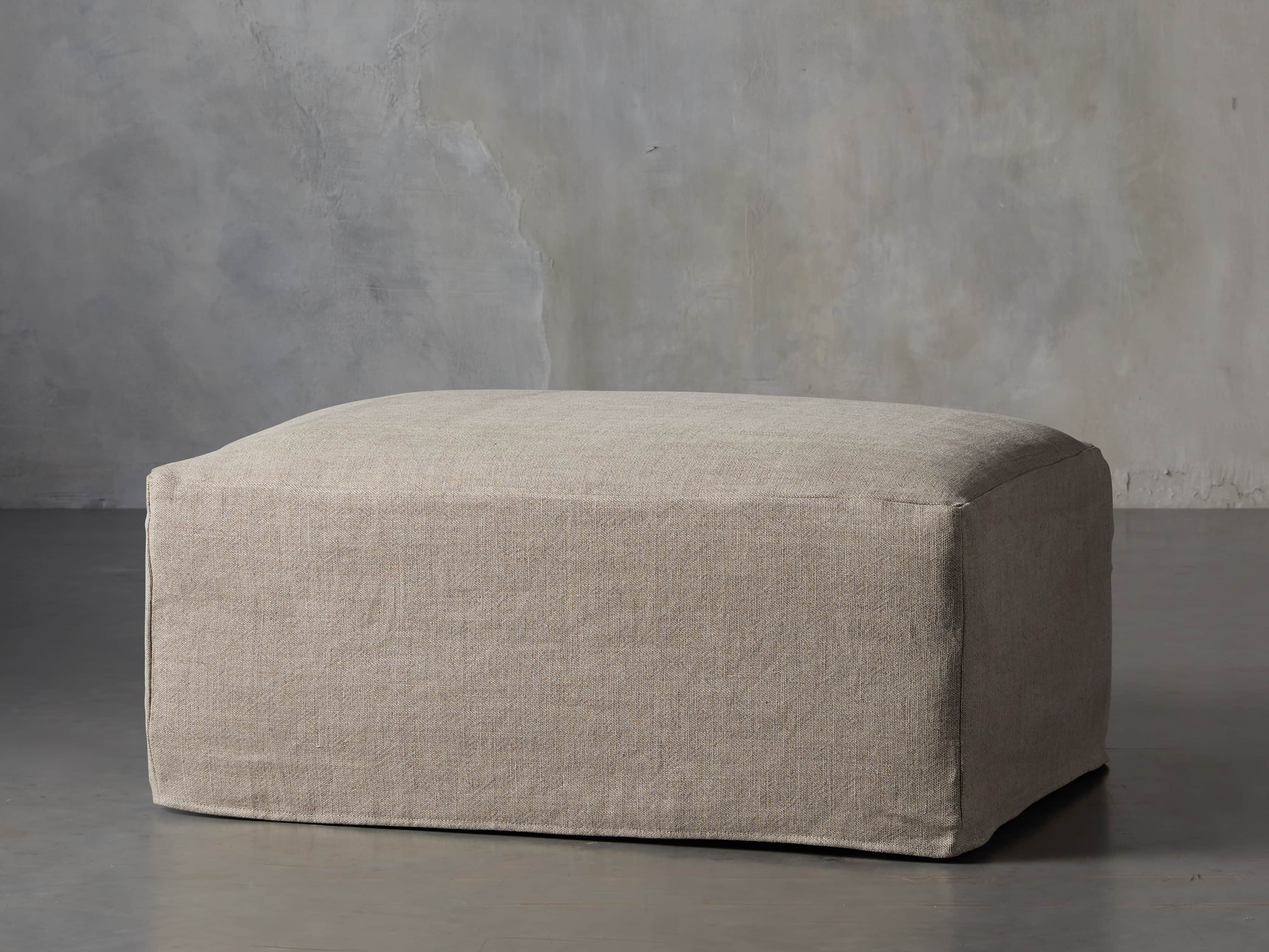 Kipton Petite Slipcovered 42" Scatterback Ottoman, slide 3 of 8