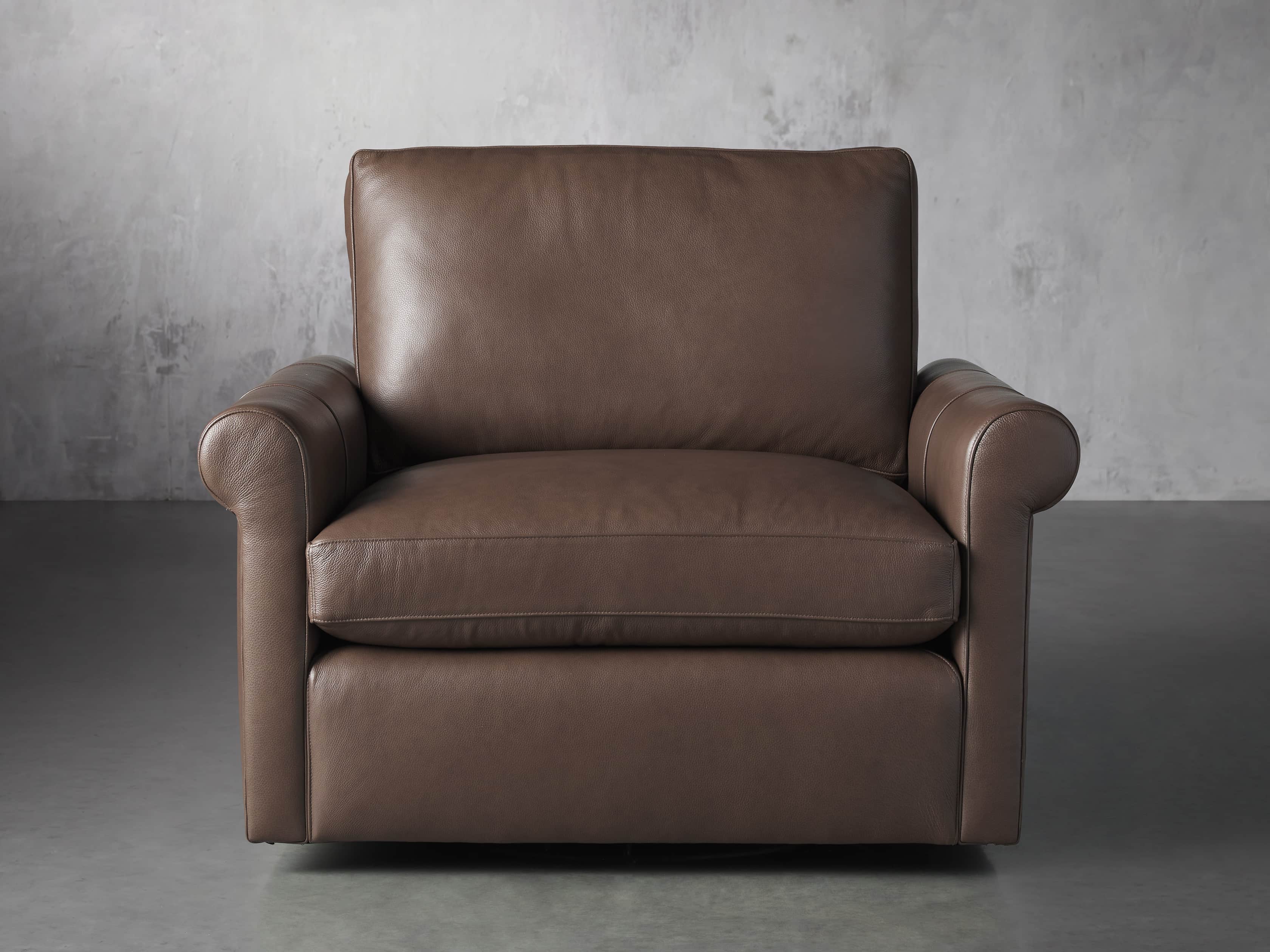 Kipton Deep Leather Rolled Arm 43" Swivel, slide 2 of 8