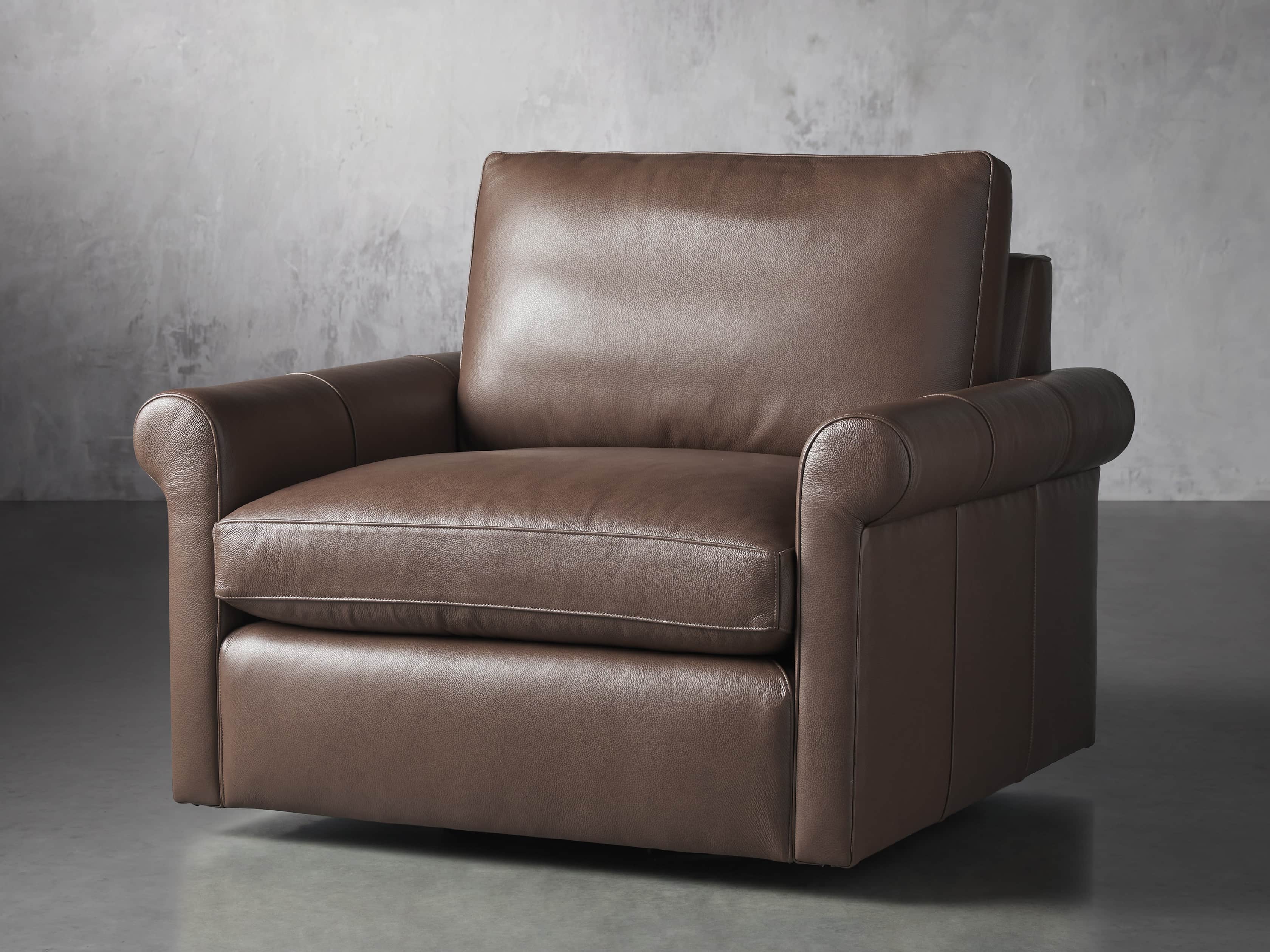 Kipton Deep Leather Rolled Arm 43" Swivel, slide 3 of 8