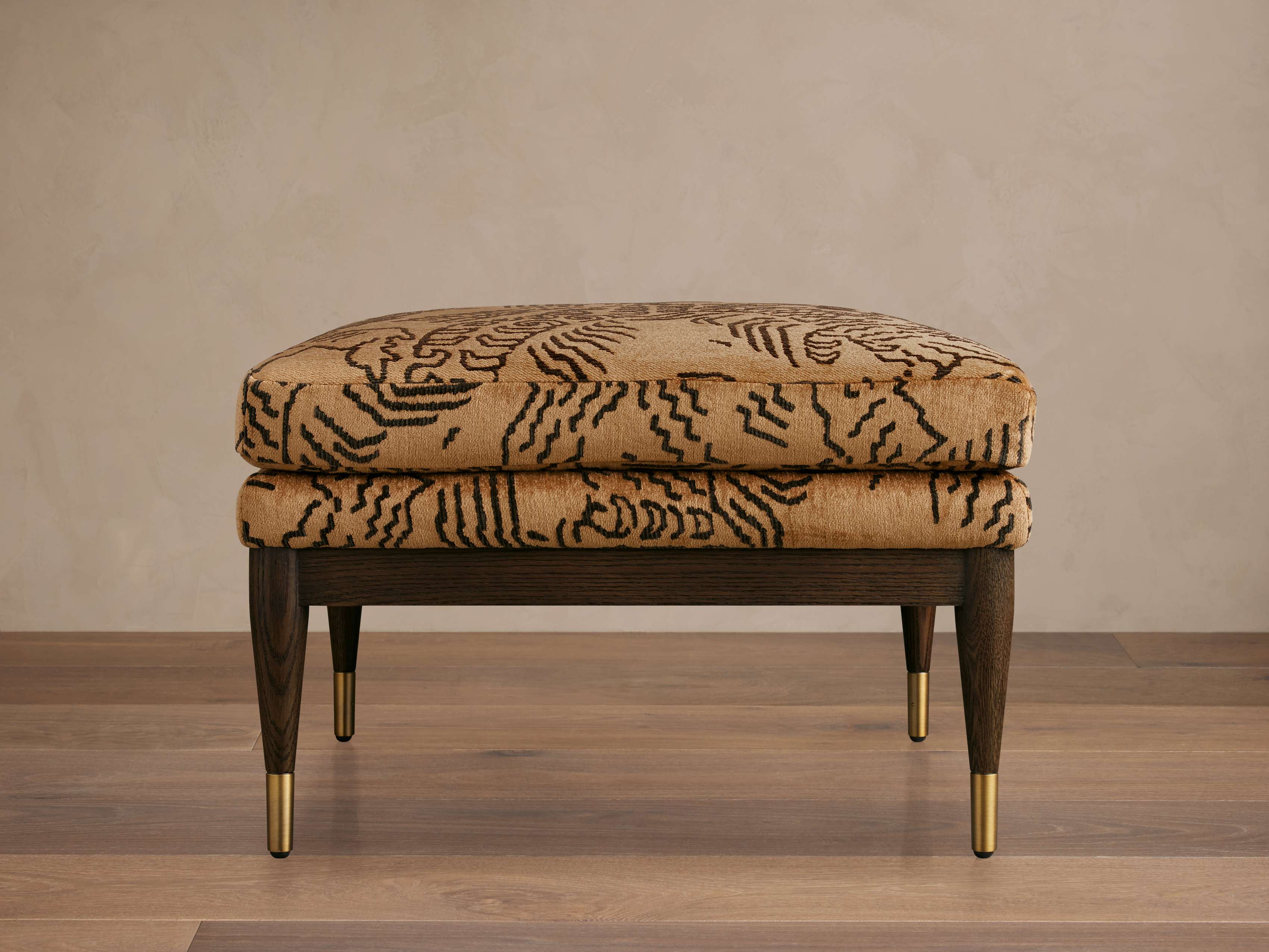 Fisher Square Ottoman in Moura Cognac