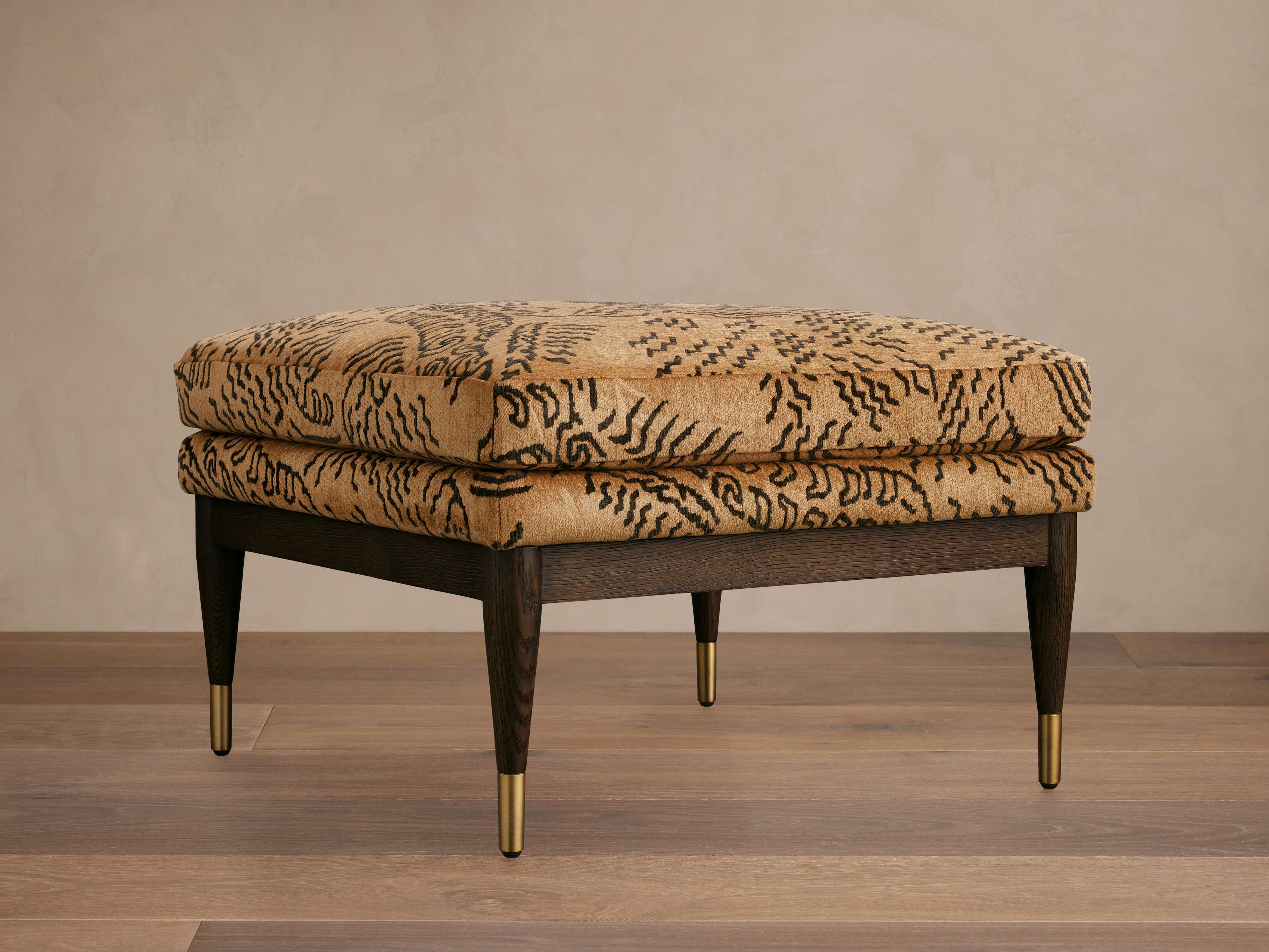 Fisher Square Ottoman in Moura Cognac