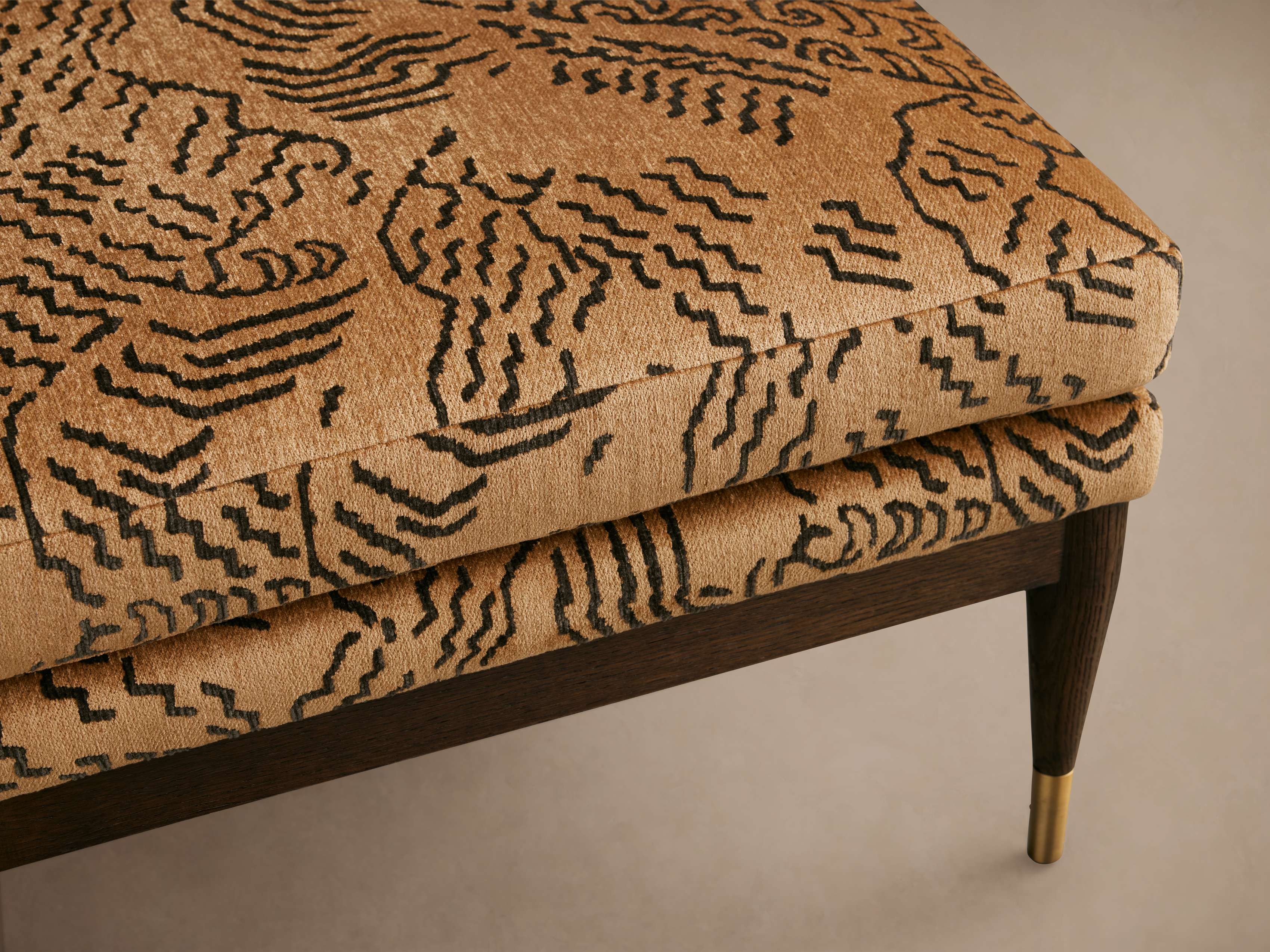 Fisher Square Ottoman in Moura Cognac