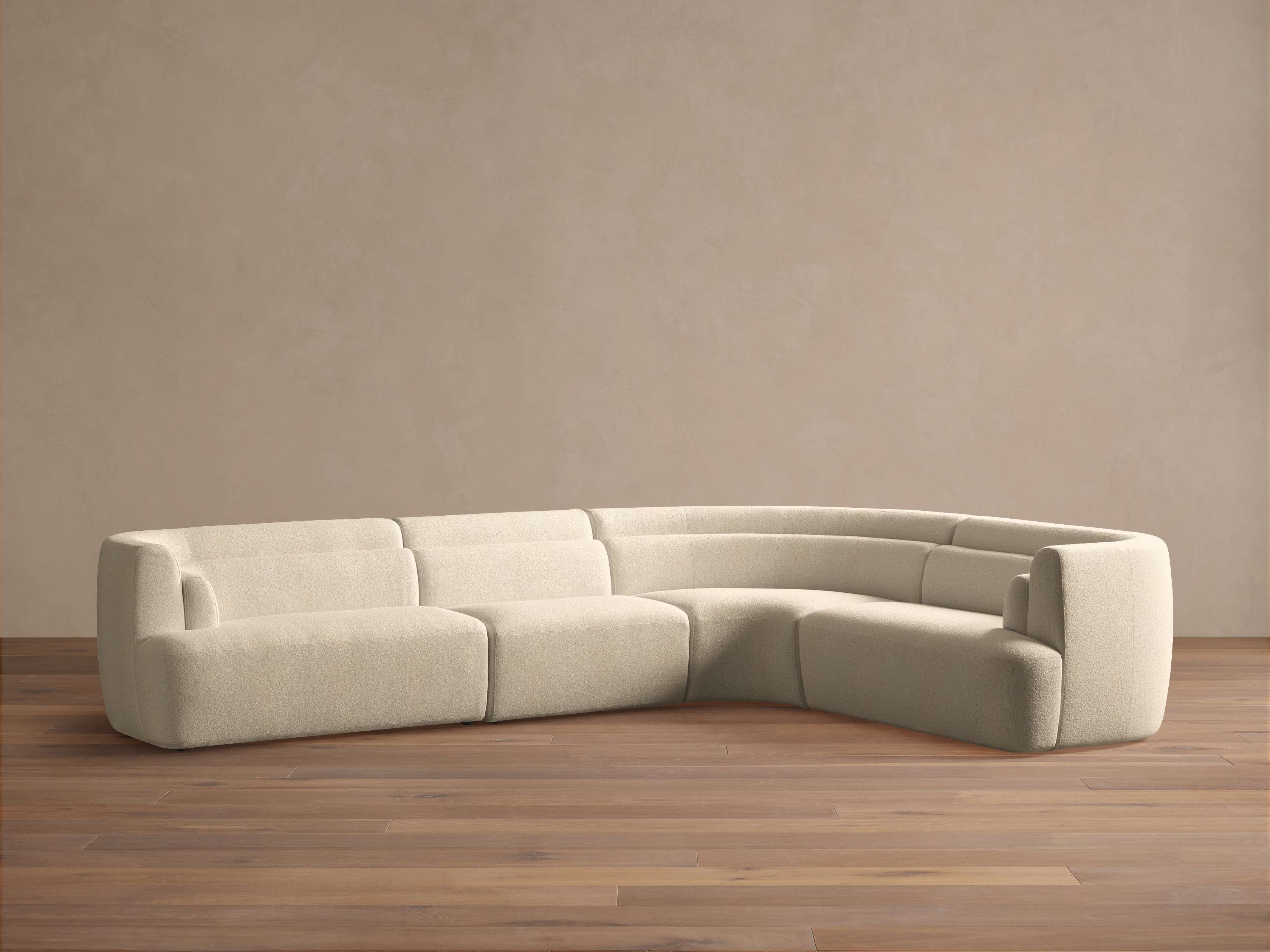 Cream-colored sectional sofa from front