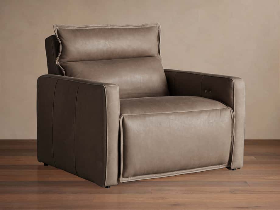 Rowland Leather High-Back Motion Recliner in Lanei Taupe