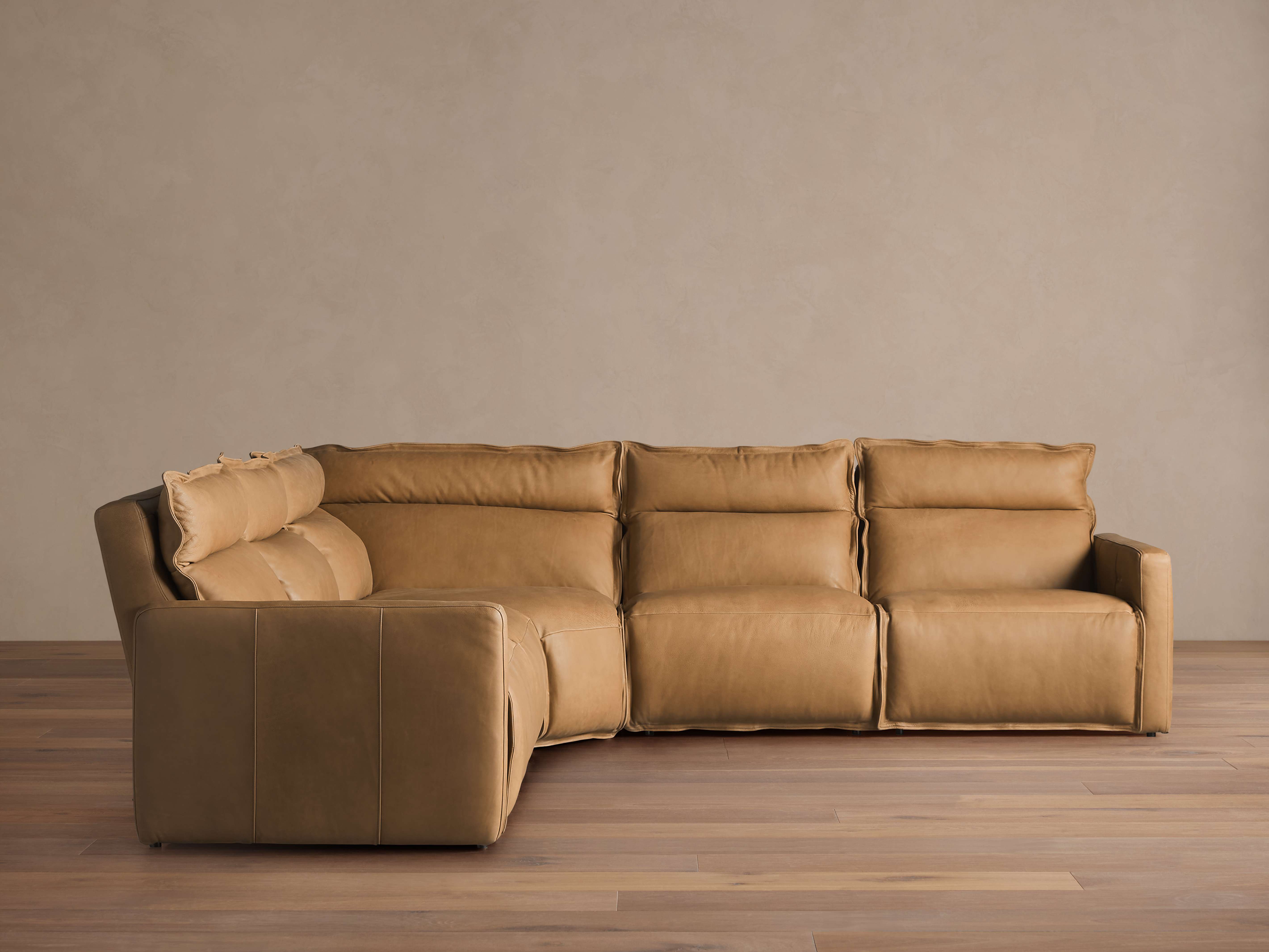 Rowland Leather Five-Piece Motion Corner Sectional - Thumbnail 2