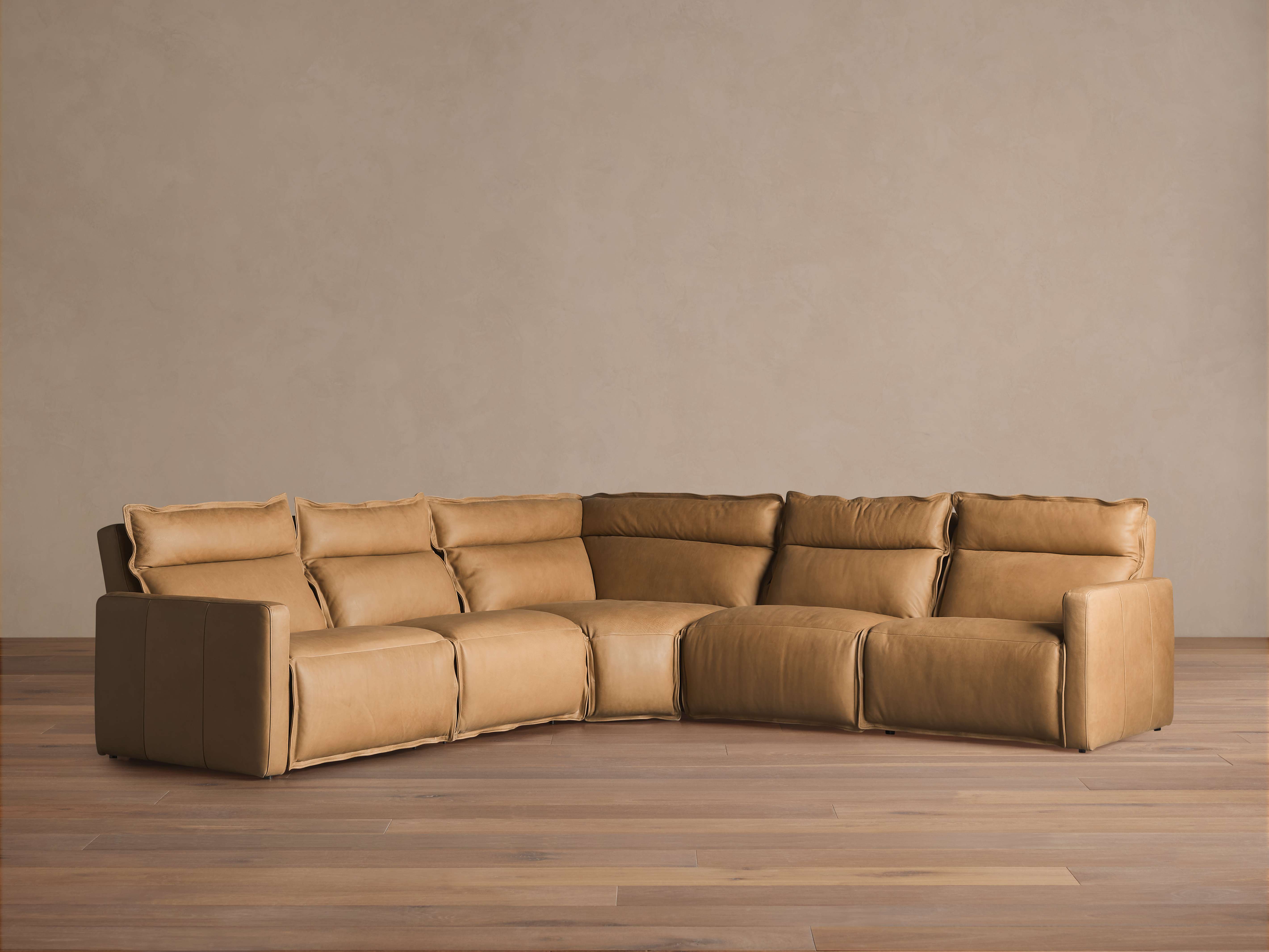 Rowland Leather Five-Piece Motion Corner Sectional