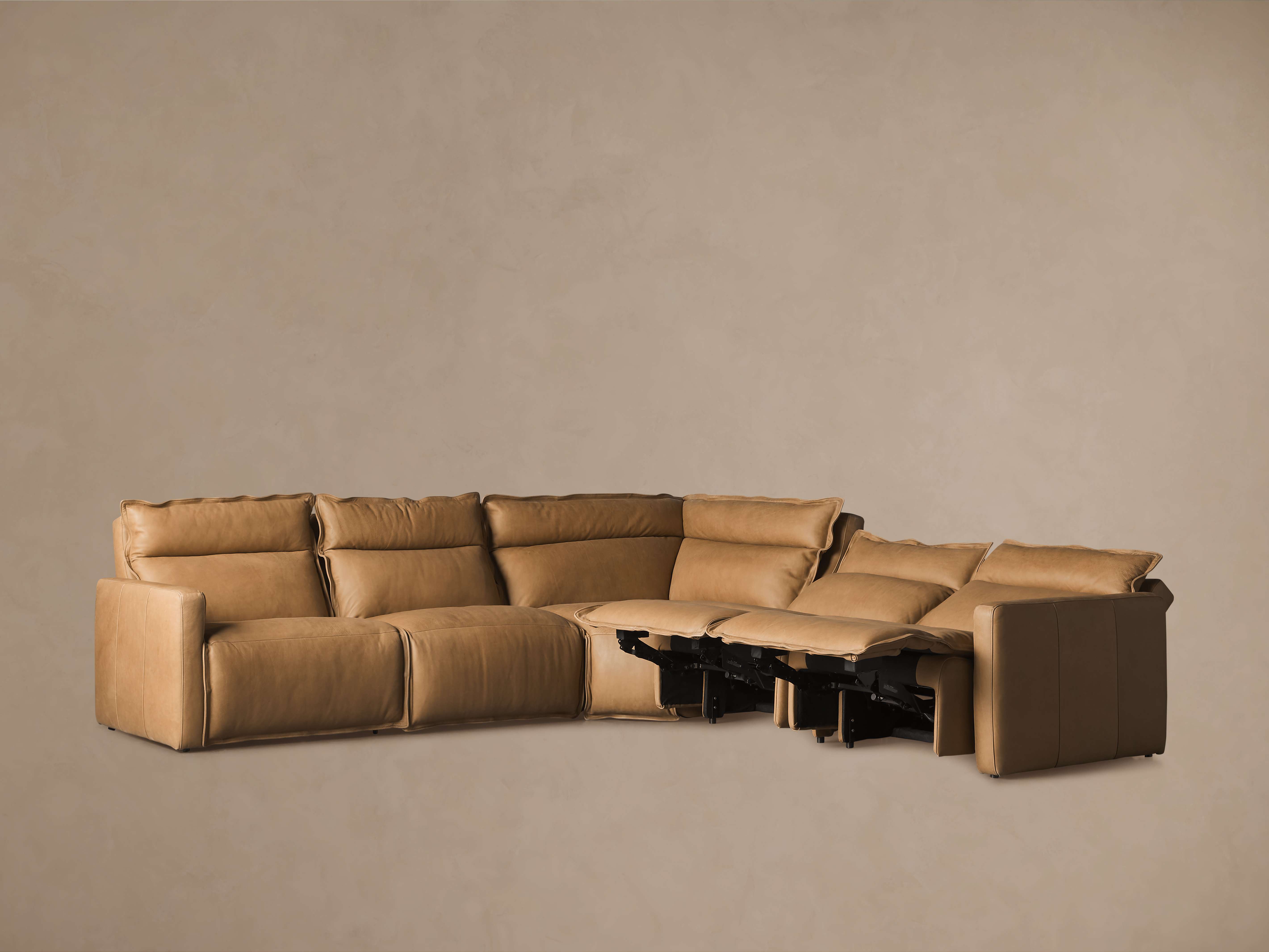 Rowland Leather Five-Piece Motion Corner Sectional - Thumbnail 4