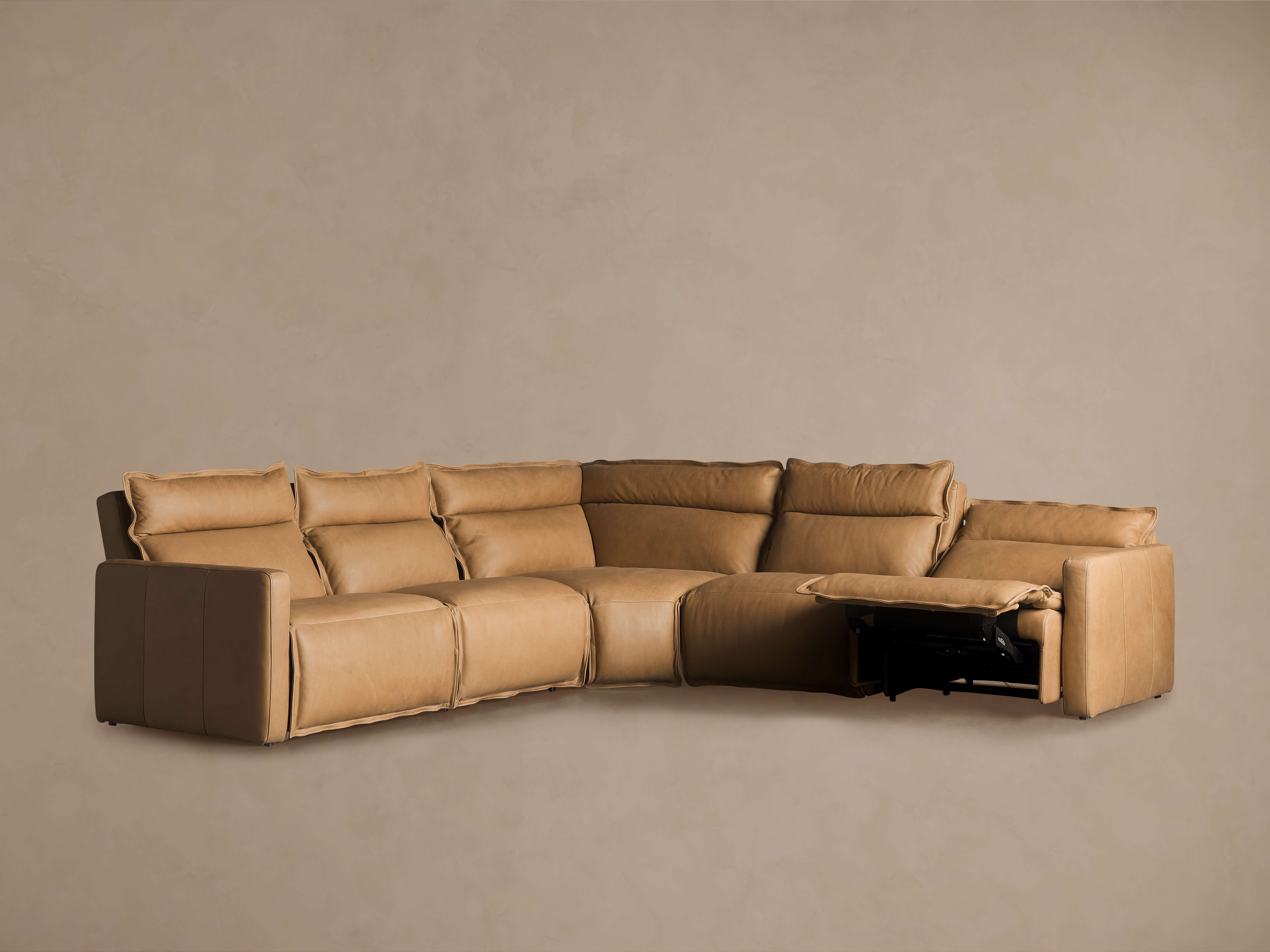 Rowland Leather Five-Piece Motion Corner Sectional - Thumbnail 3