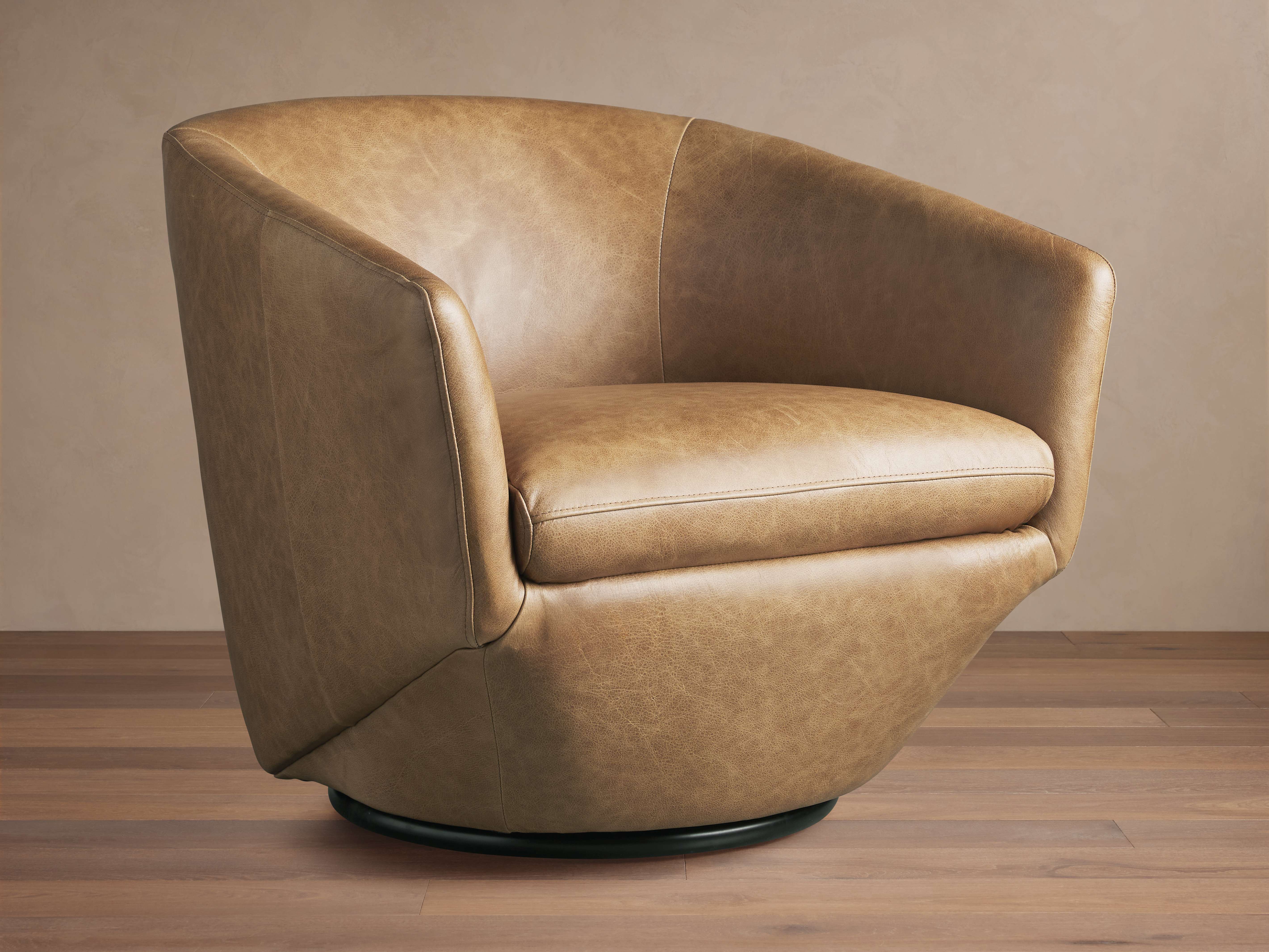 Pelton Leather Swivel Chair - Thumbnail 2