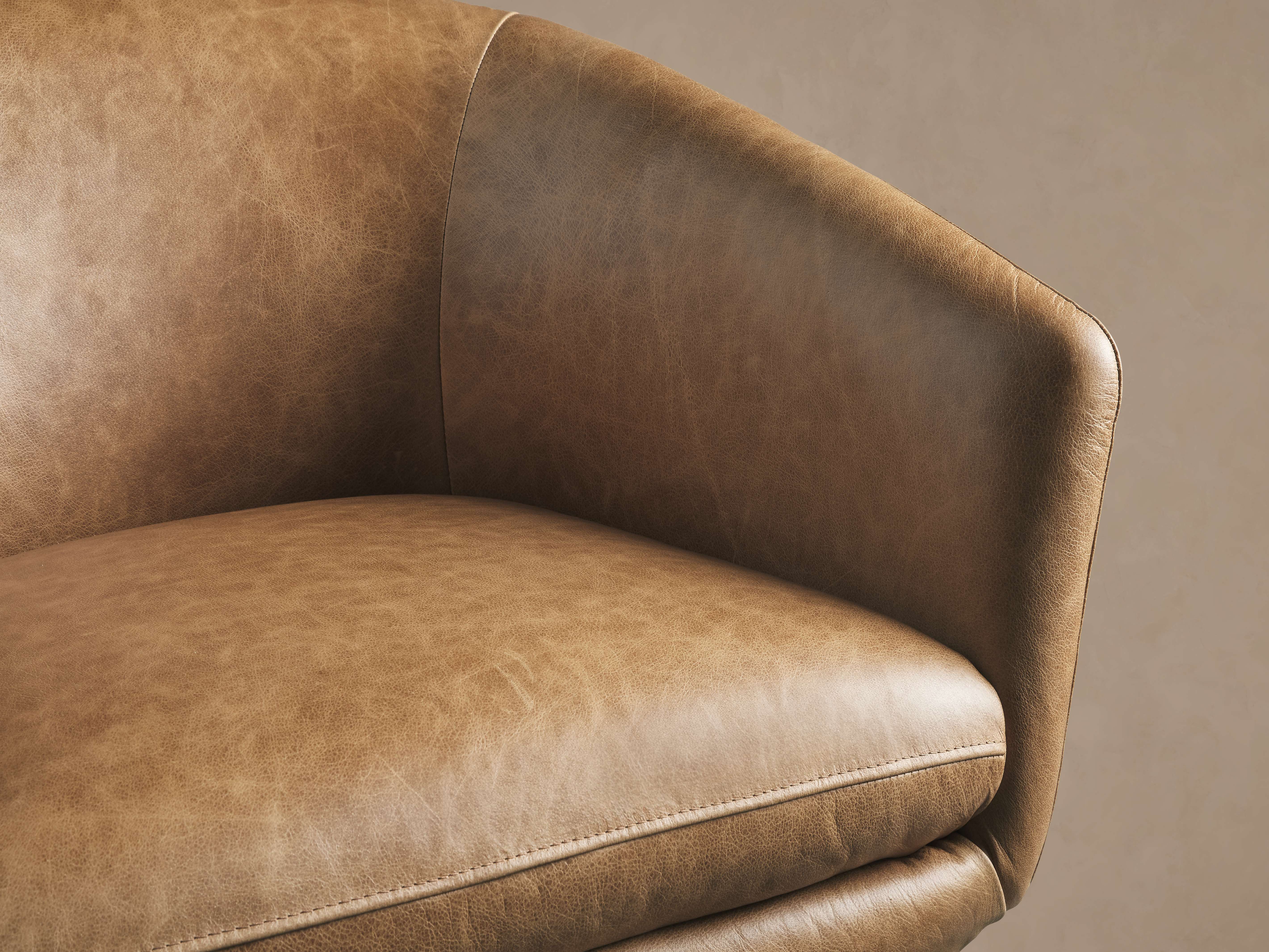 Pelton Leather Swivel Chair - Thumbnail 4
