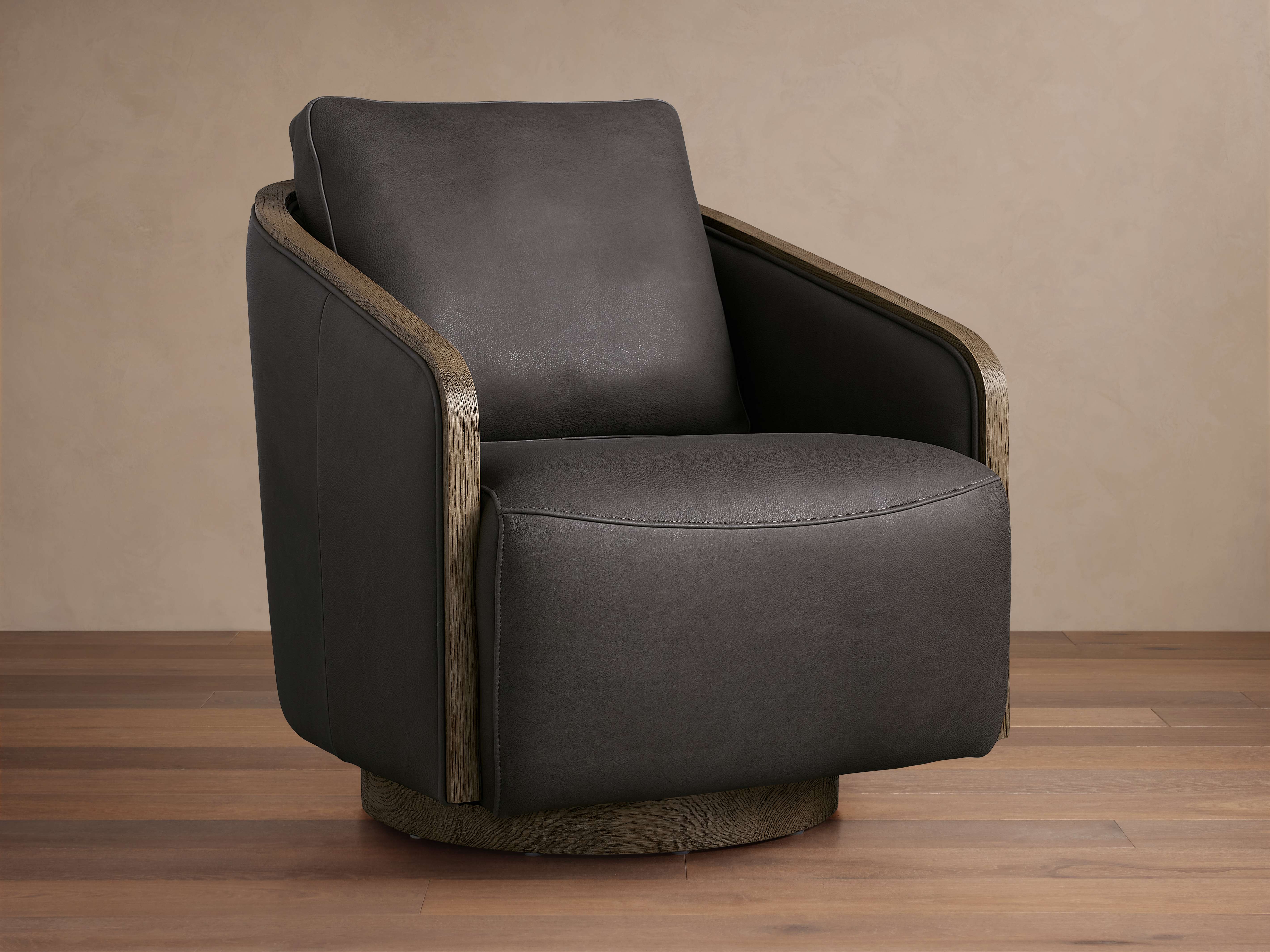 Pomona Leather Swivel Chair - Thumbnail 2