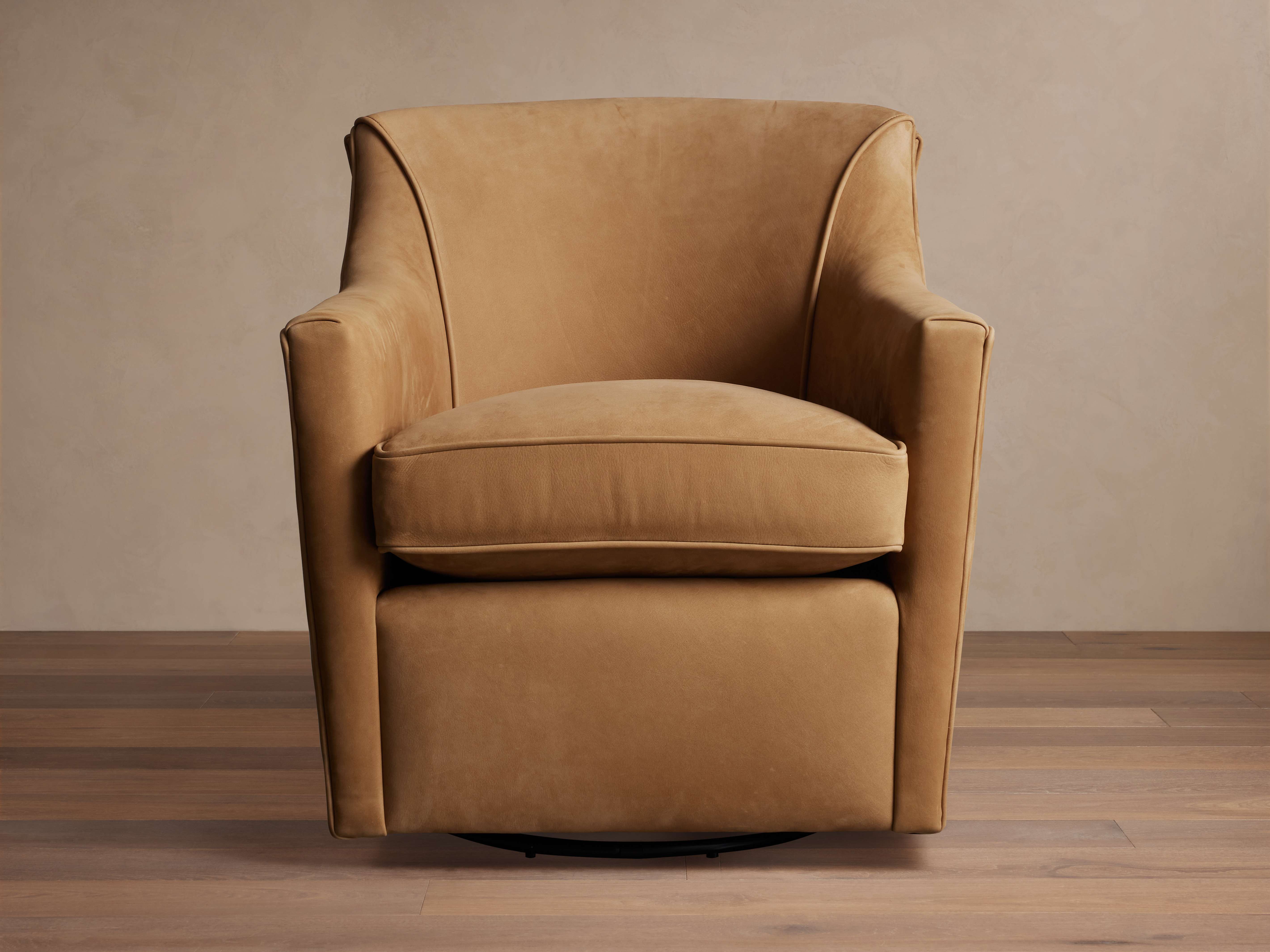 Morris Nubuck Leather Swivel Chair - Thumbnail 2