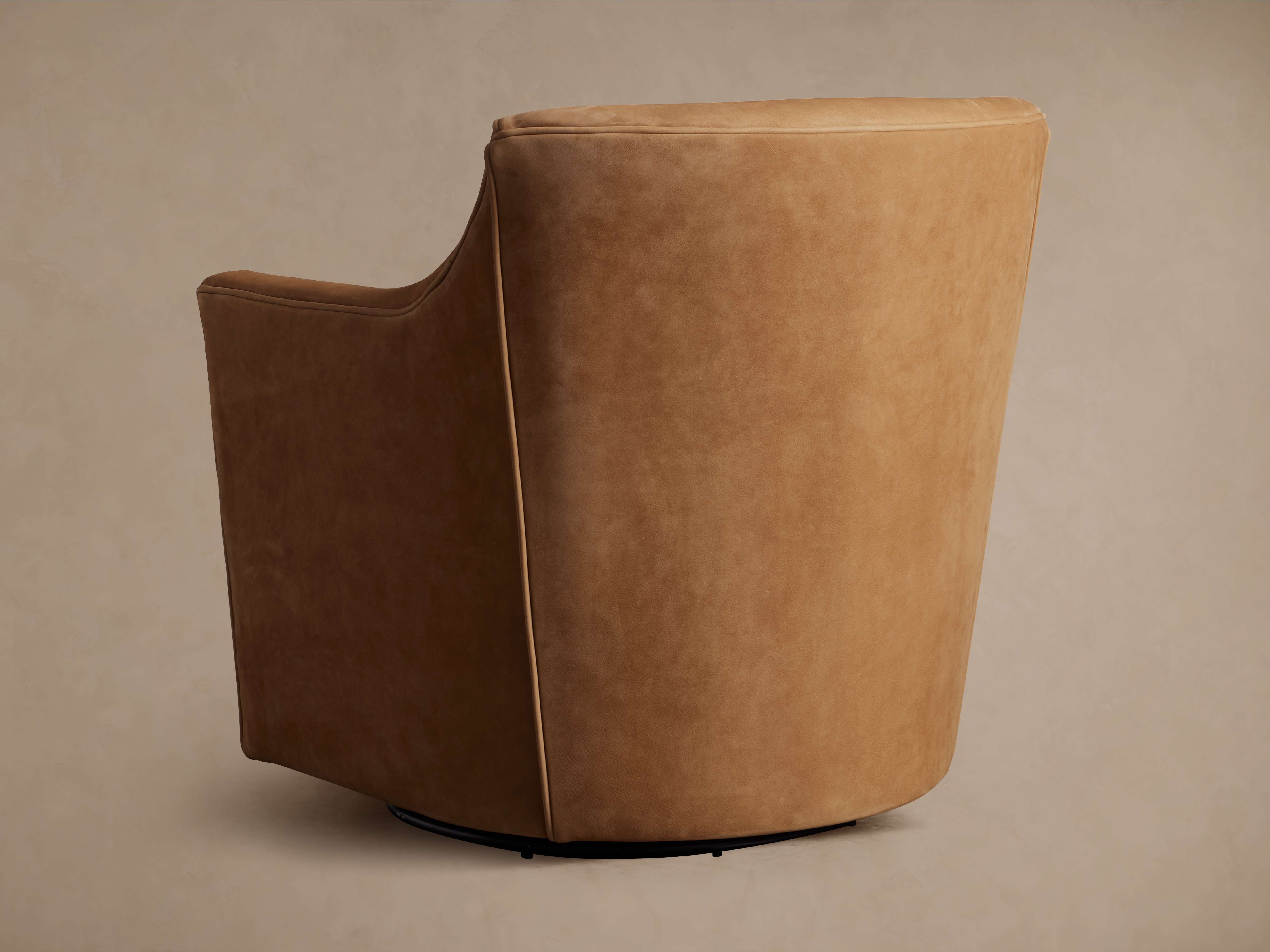 Morris Nubuck Leather Swivel Chair - Thumbnail 4