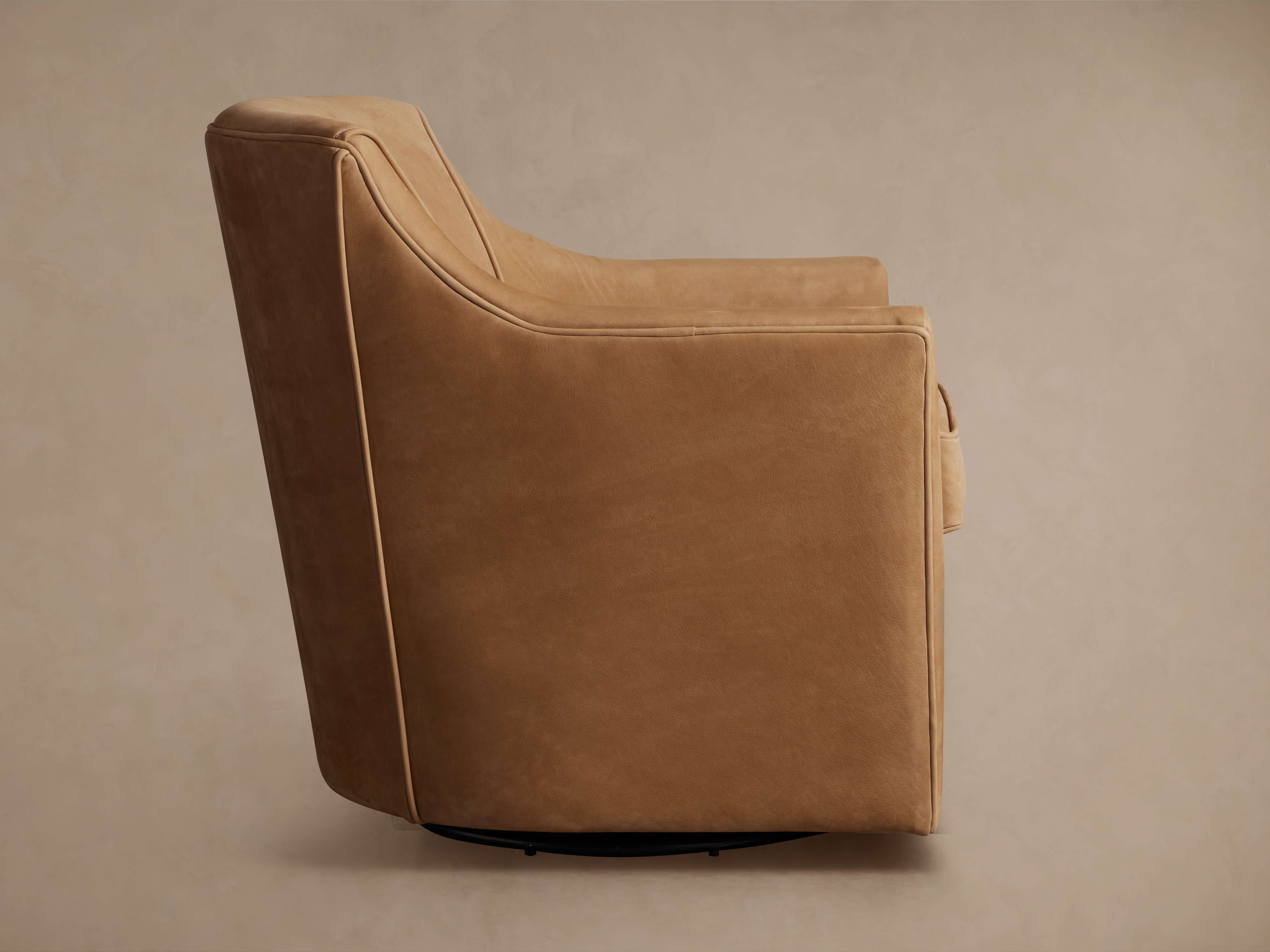 Morris Nubuck Leather Swivel Chair - Thumbnail 3