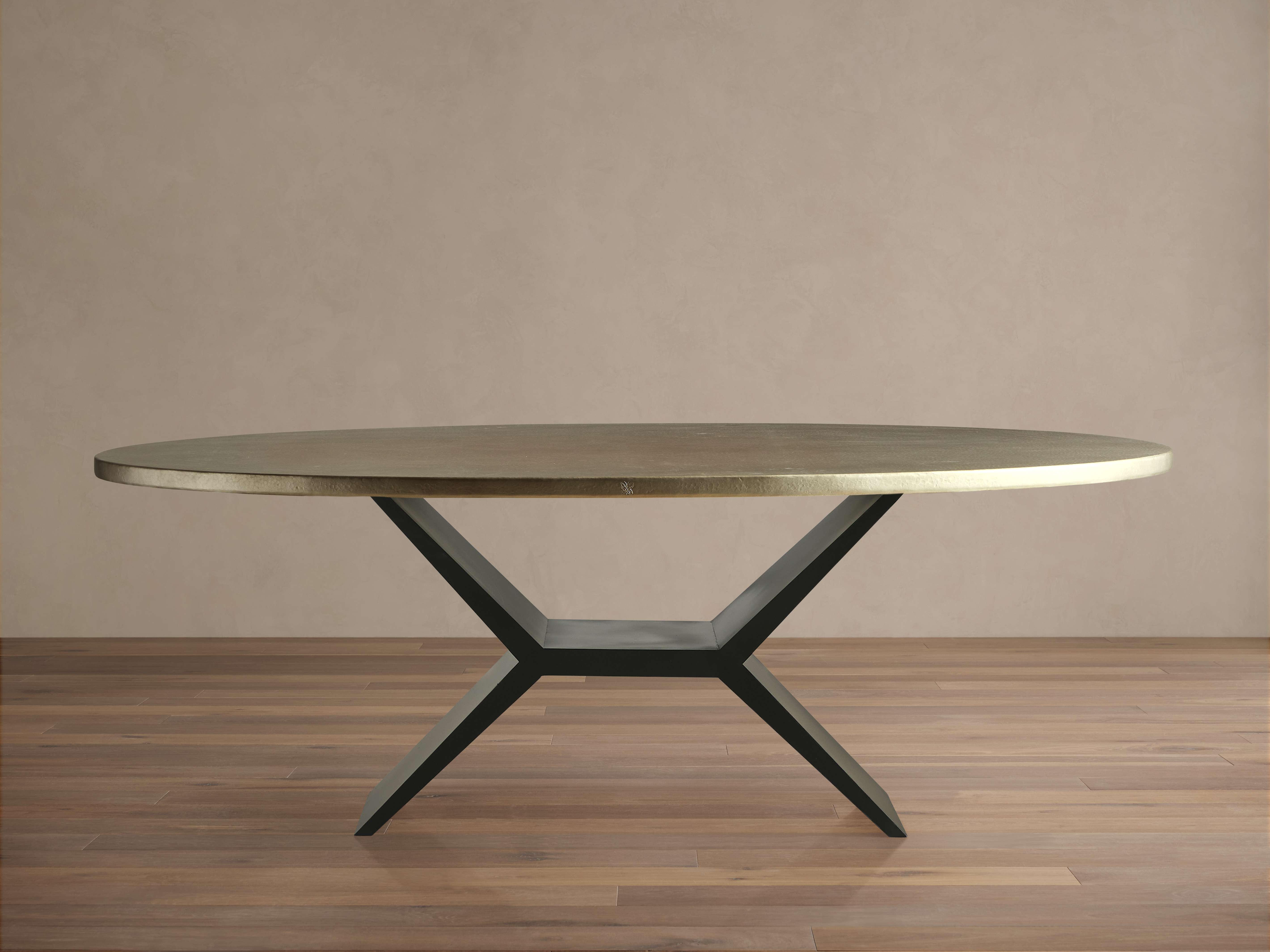Recycled Metal Round Dining Table with Vertex Base - Thumbnail 4