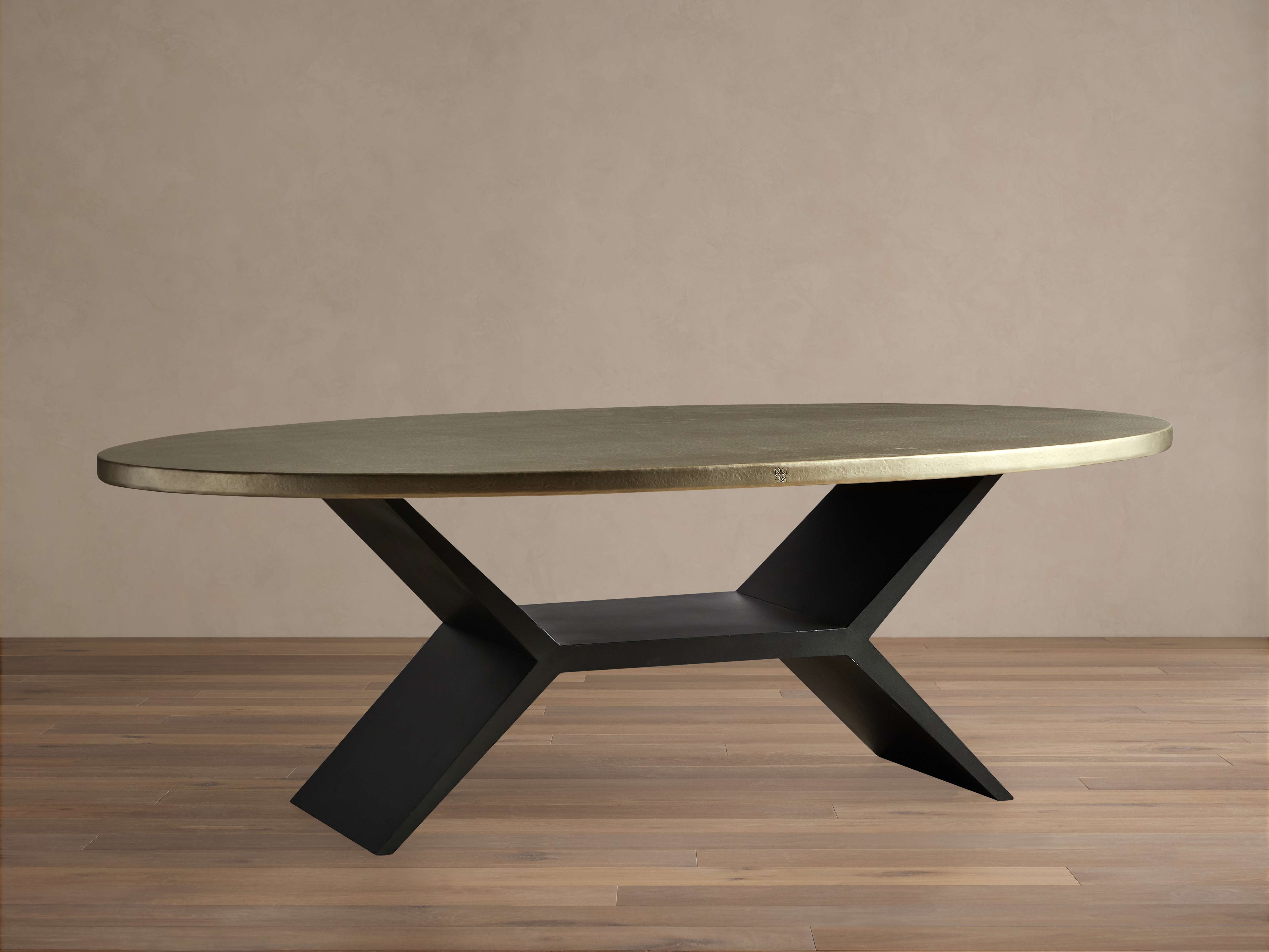 Recycled Metal Round Dining Table with Vertex Base - Thumbnail 3