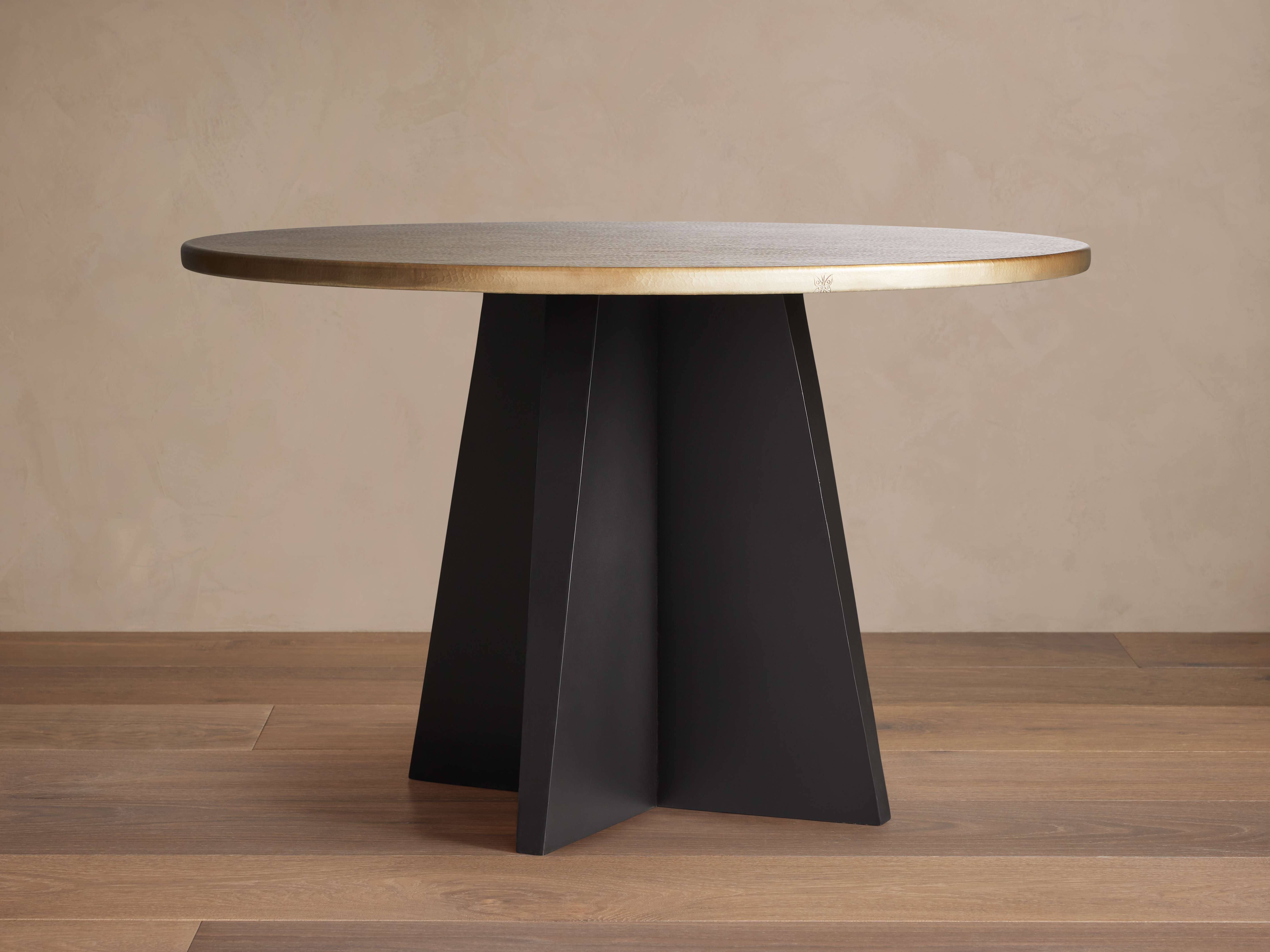 Recycled Metal Round Dining Table with Vertex Base - Thumbnail 2