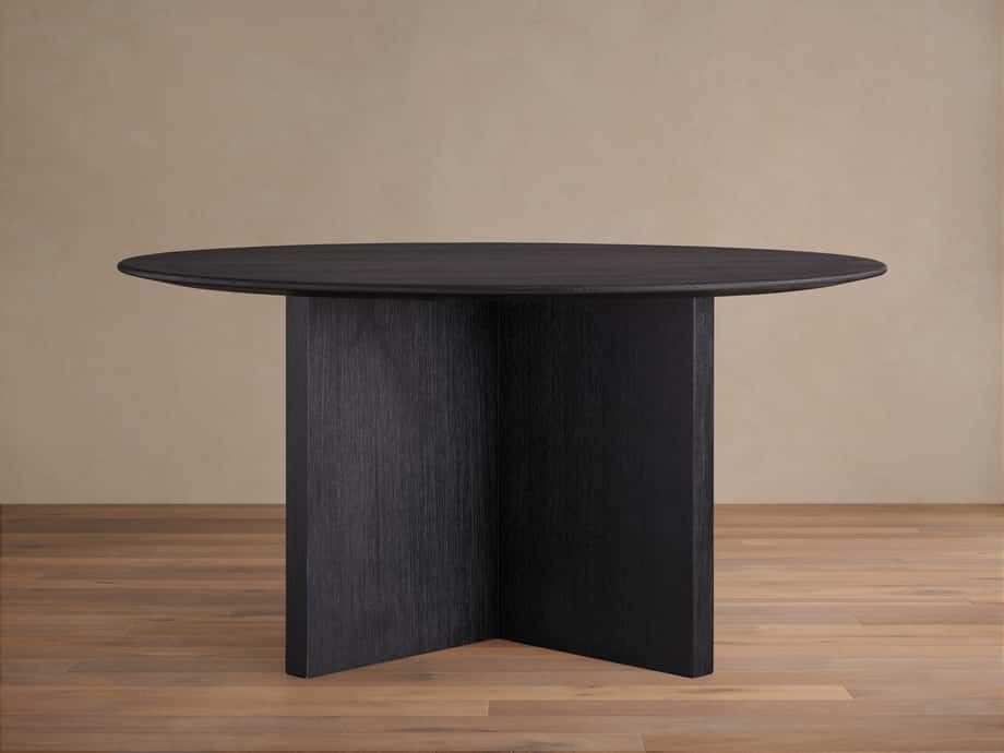 Saint Germain Round Wood Top Dining Table with Wood Clement Base