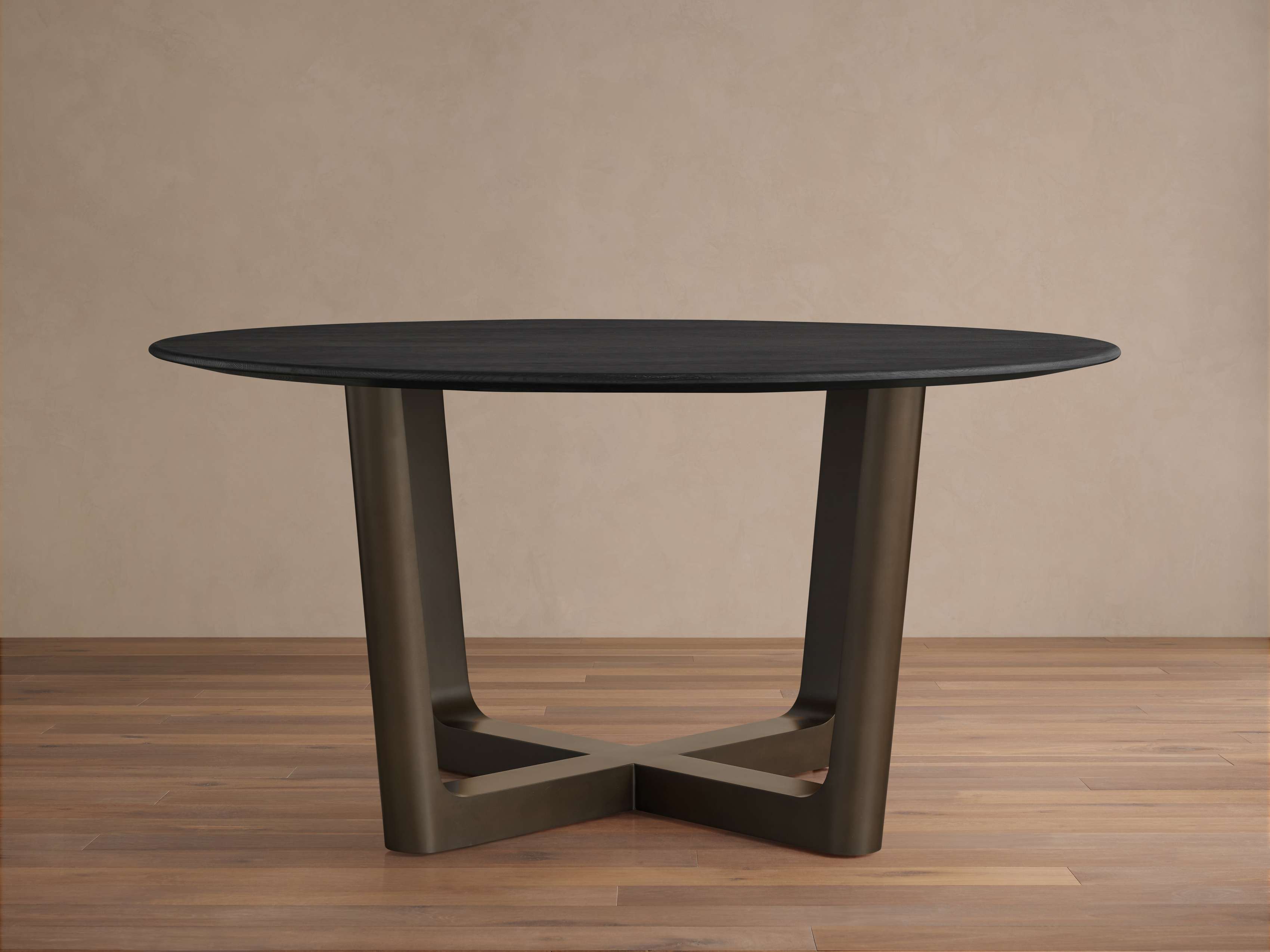 Saint Germain Round Wood Dining Table with Rennes Base in Metal
