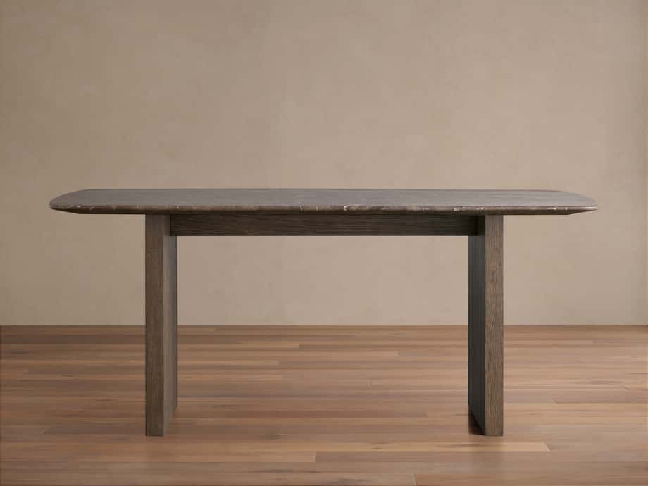 Saint Germain Stone Top Dining Table with Wood Clement Base