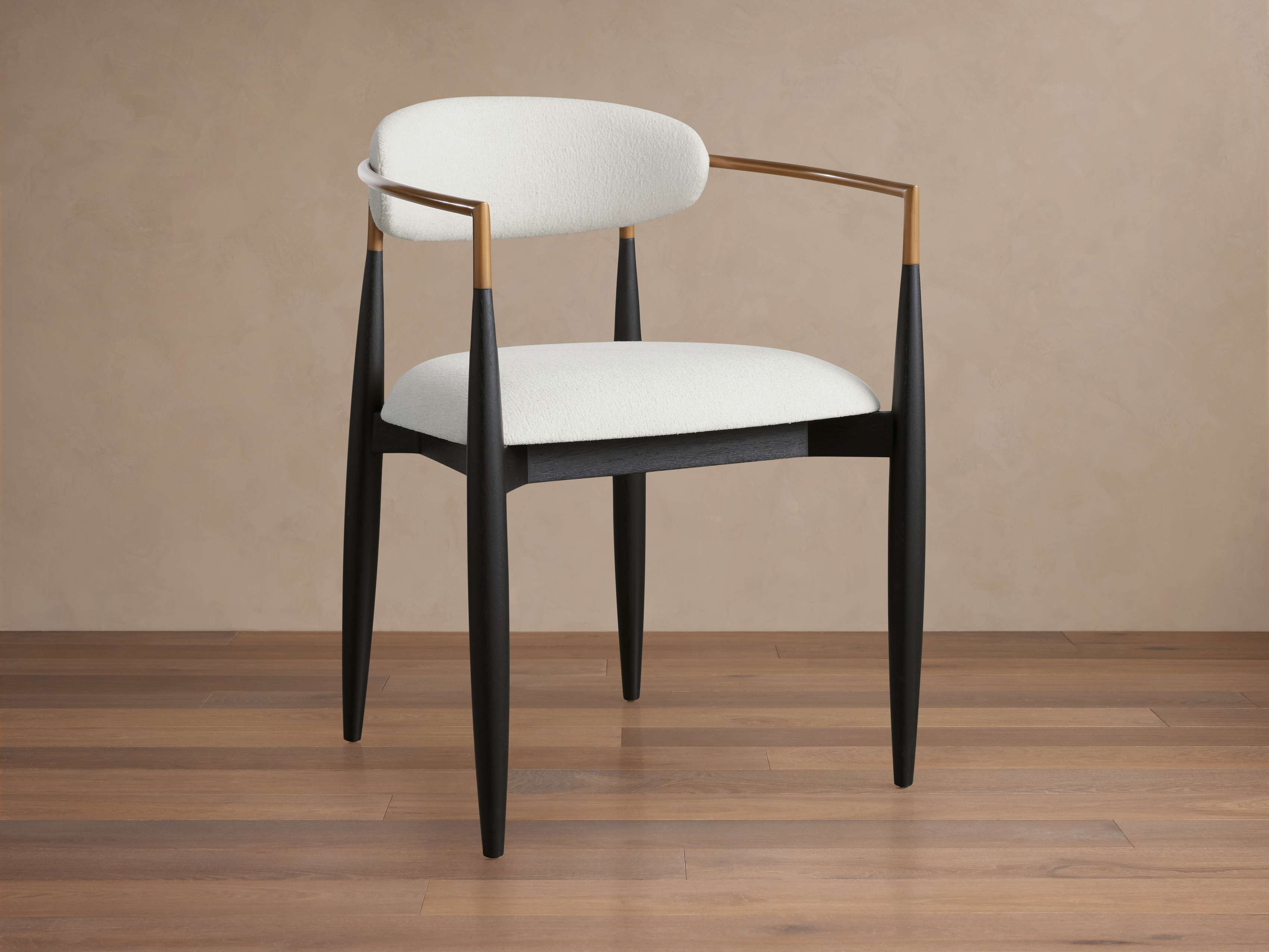 Jagger Dining Arm Chair in Black with Antique Brass
